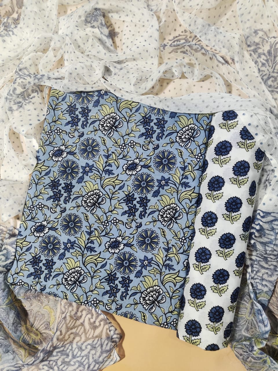 💫Pure Cotton Suit With Chiffon Dupatta