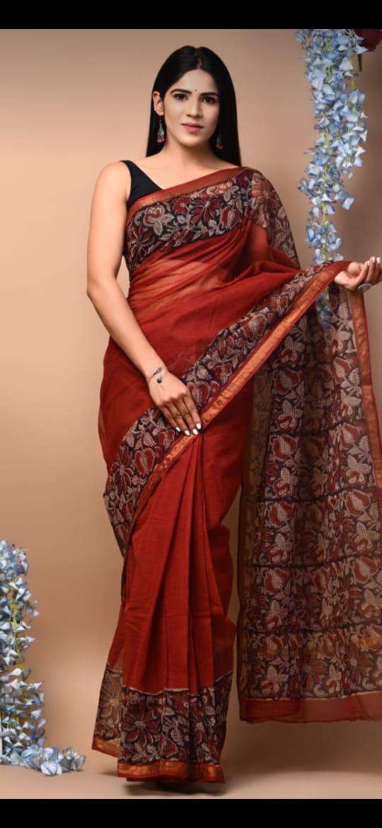 Pure Kota Doria Saree (5.5 Mtr) With Unstiched Blouse Piece (80 CM)