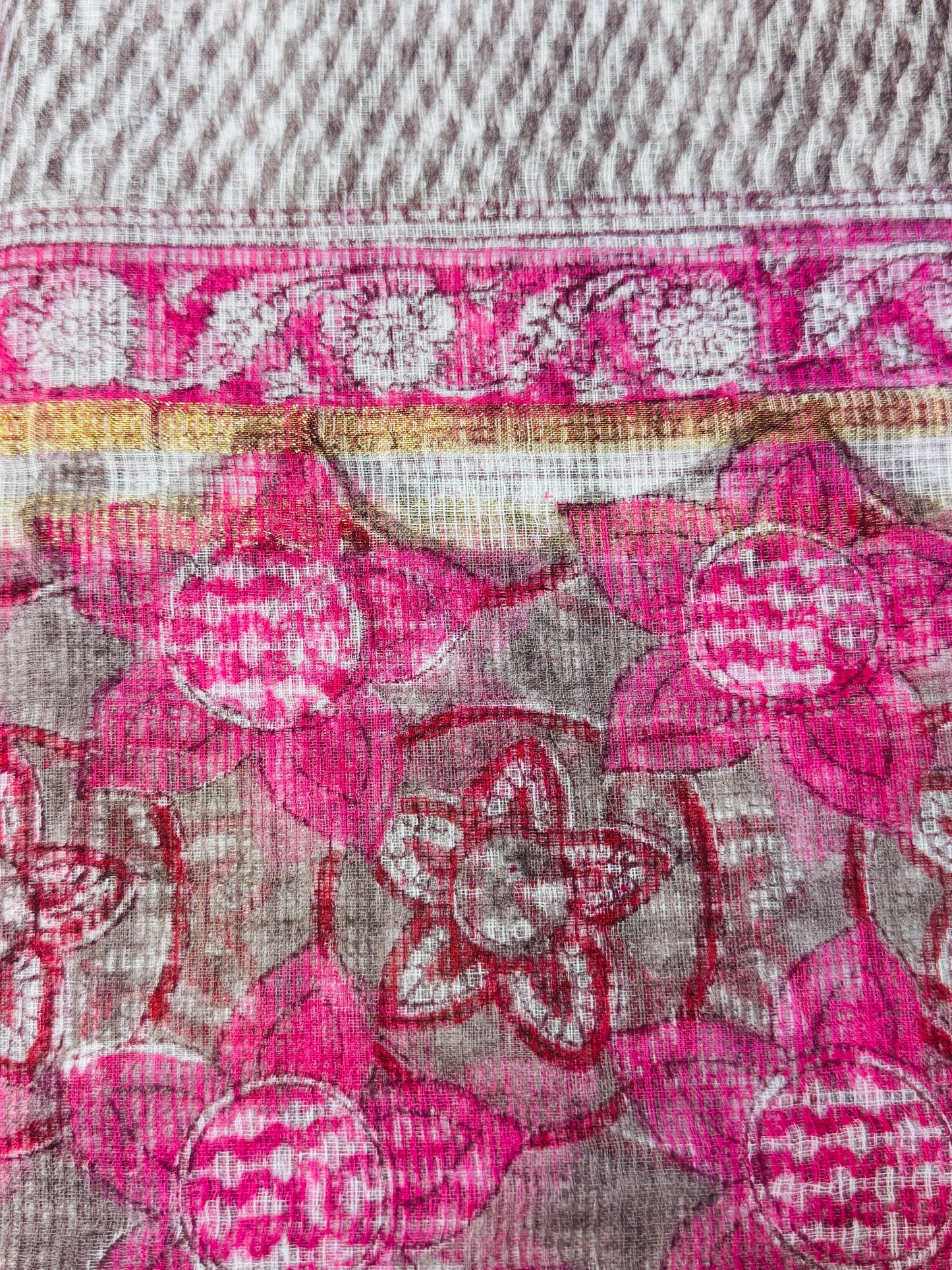 Pure Cotton Unstitched Suit With Kota Doria Dupatta