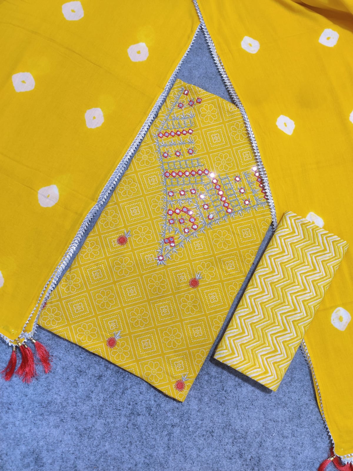 Pure Cotton Embroidery Work Unstitched Suit With Cotton Dupatta