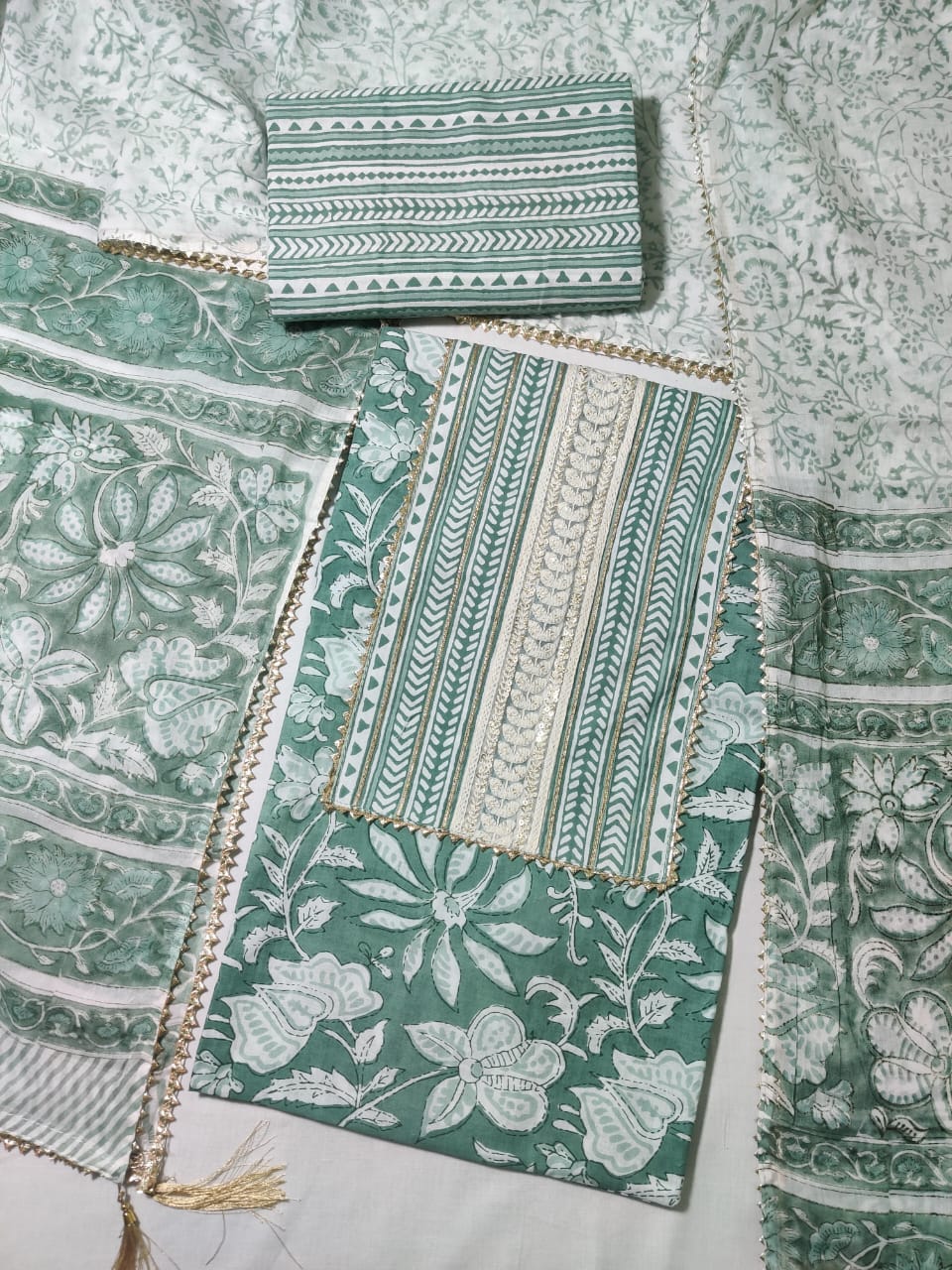 Pure Cotton Embroidery Work Unstitched Suit With Cotton Dupatta