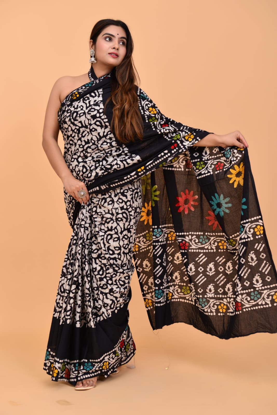 HAND BLOCK PRINTED COTTON SAREE (5.5 Mtr) WITH UNSTICHED BLOUSE PIECE (90CM)