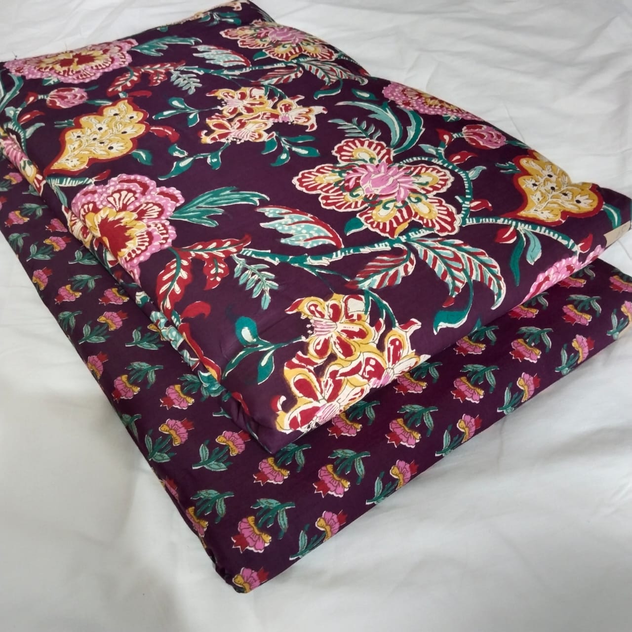 Floral Printed Pure Cotton Unstitched Top Bottom Combo Set 2.5 Mtr Top 2.5 Mtr Bottom