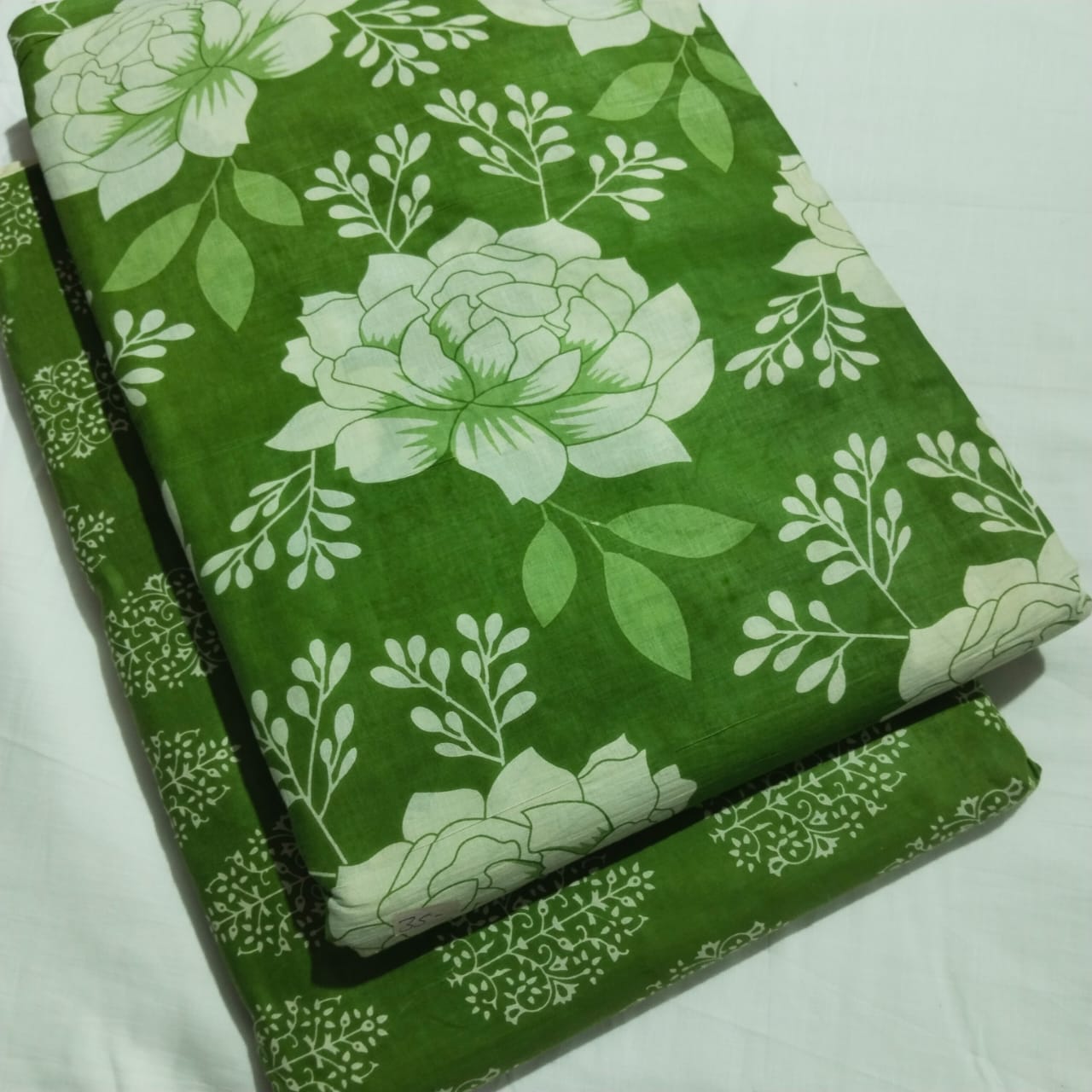 Floral Printed Pure Cotton Unstitched Top Bottom Combo Set 2.5 Mtr Top 2.5 Mtr Bottom