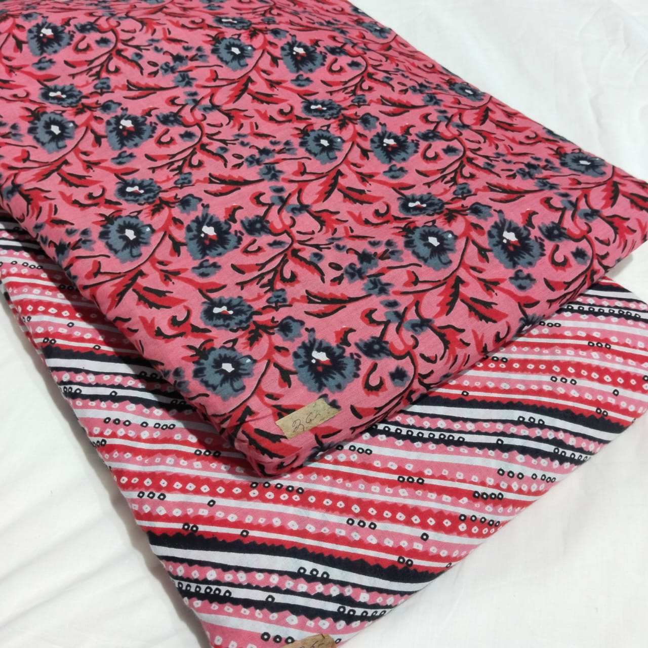 Floral Printed Pure Cotton Unstitched Top Bottom Combo Set 2.5 Mtr Top 2.5 Mtr Bottom