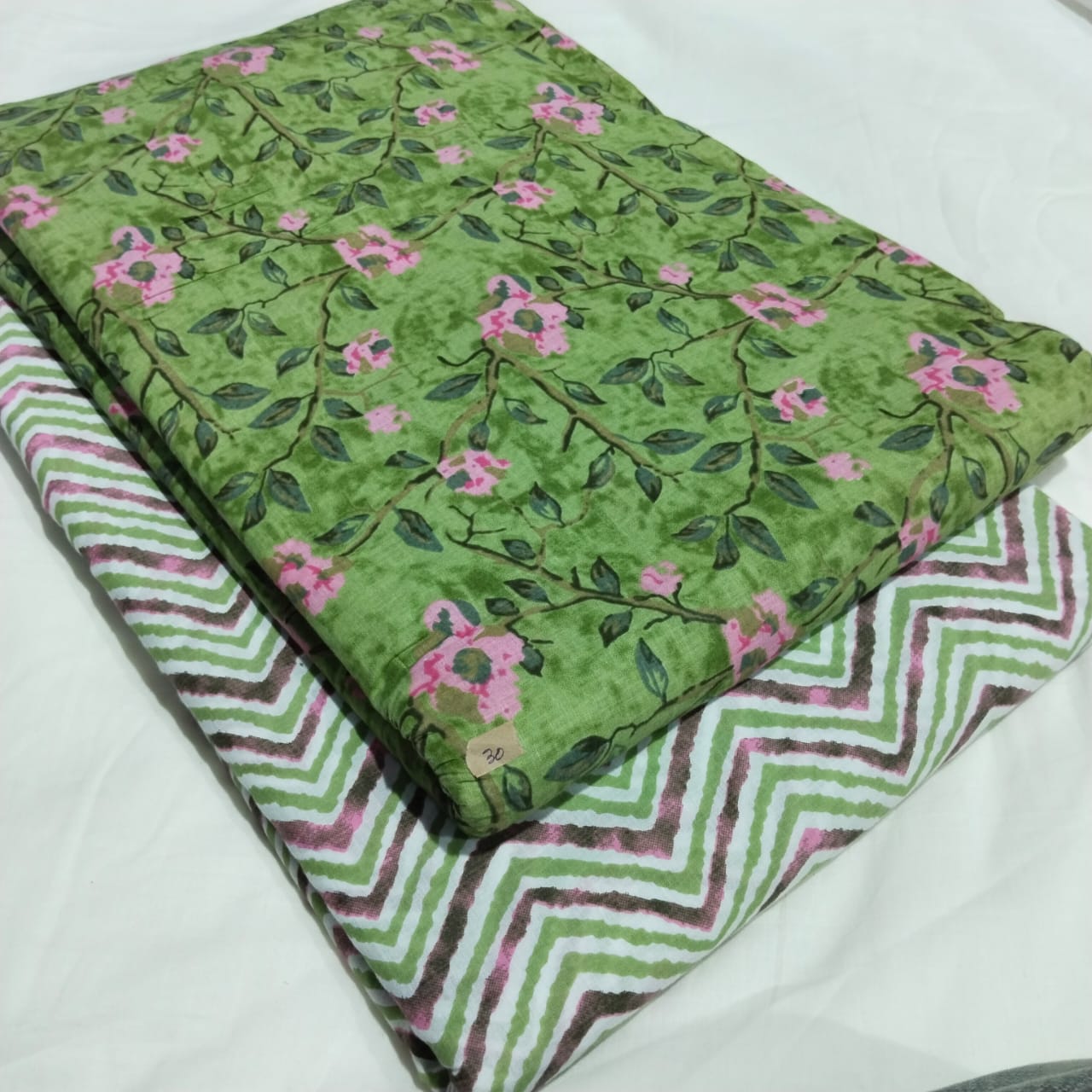 Floral Printed Pure Cotton Unstitched Top Bottom Combo Set 2.5 Mtr Top 2.5 Mtr Bottom
