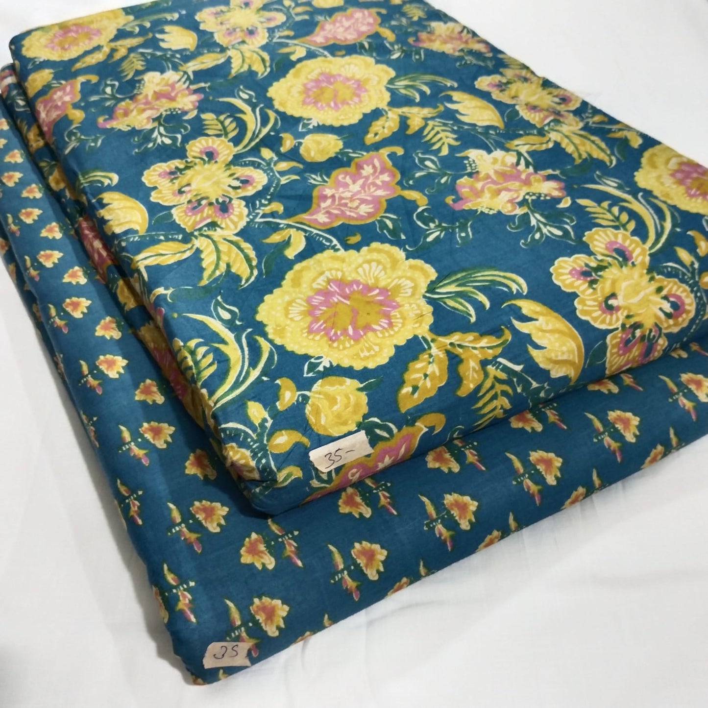 Floral Printed Pure Cotton Unstitched Top Bottom Combo Set 2.5 Mtr Top 2.5 Mtr Bottom