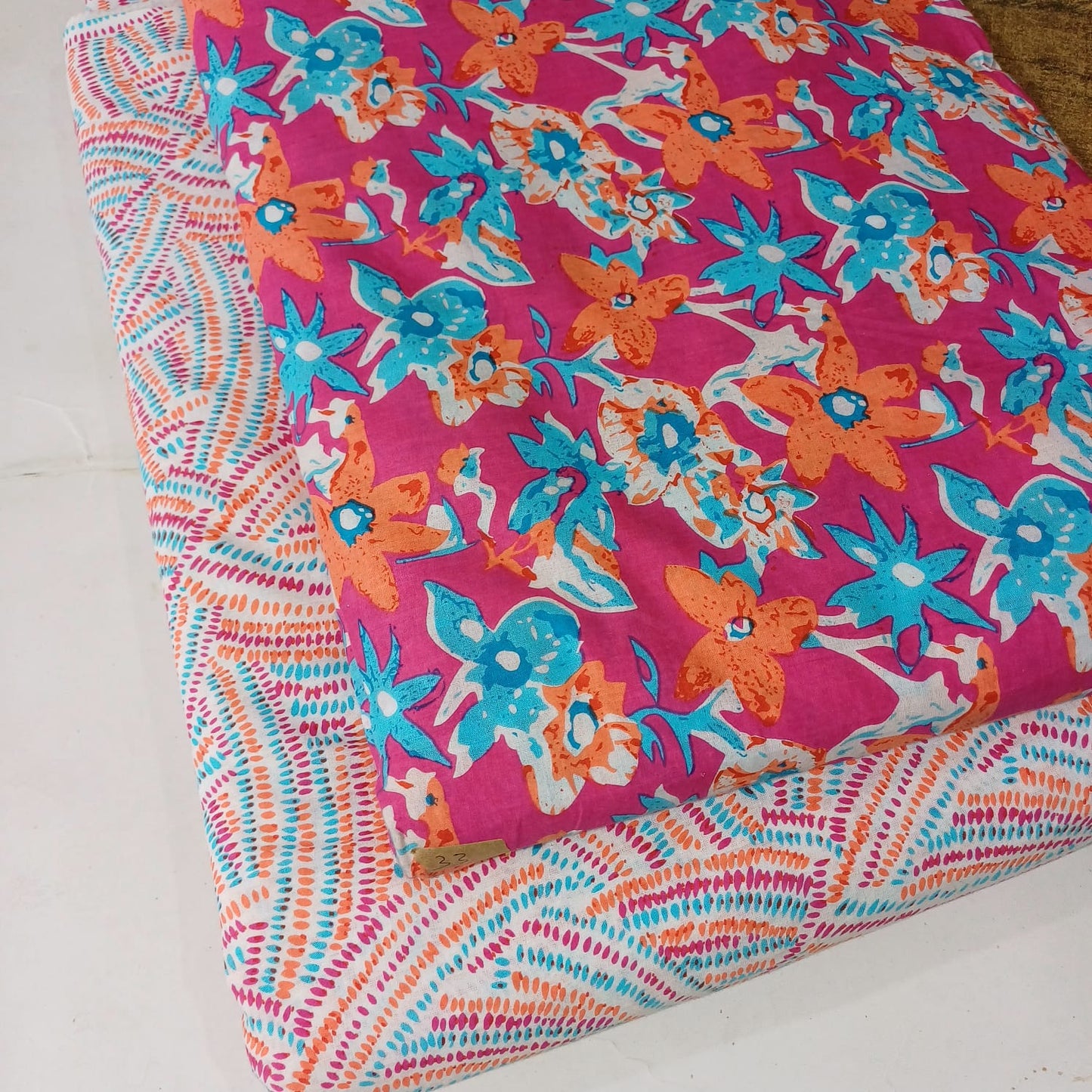 Floral Printed Pure Cotton Unstitched Top Bottom Combo Set 2.5 Mtr Top 2.5 Mtr Bottom