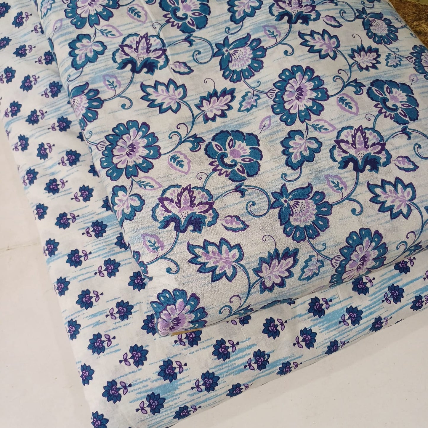 Floral Printed Pure Cotton Unstitched Top Bottom Combo Set 2.5 Mtr Top 2.5 Mtr Bottom