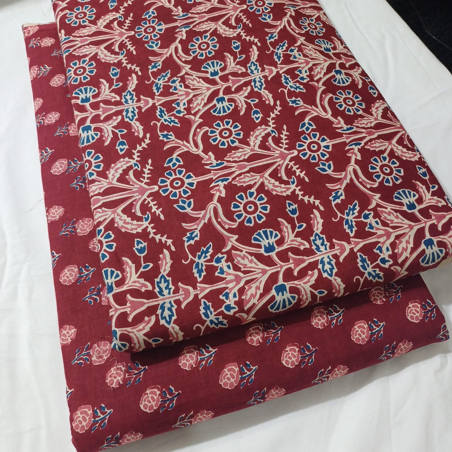 Floral Printed Pure Cotton Unstitched Top Bottom Combo Set 2.5 Mtr Top 2.5 Mtr Bottom