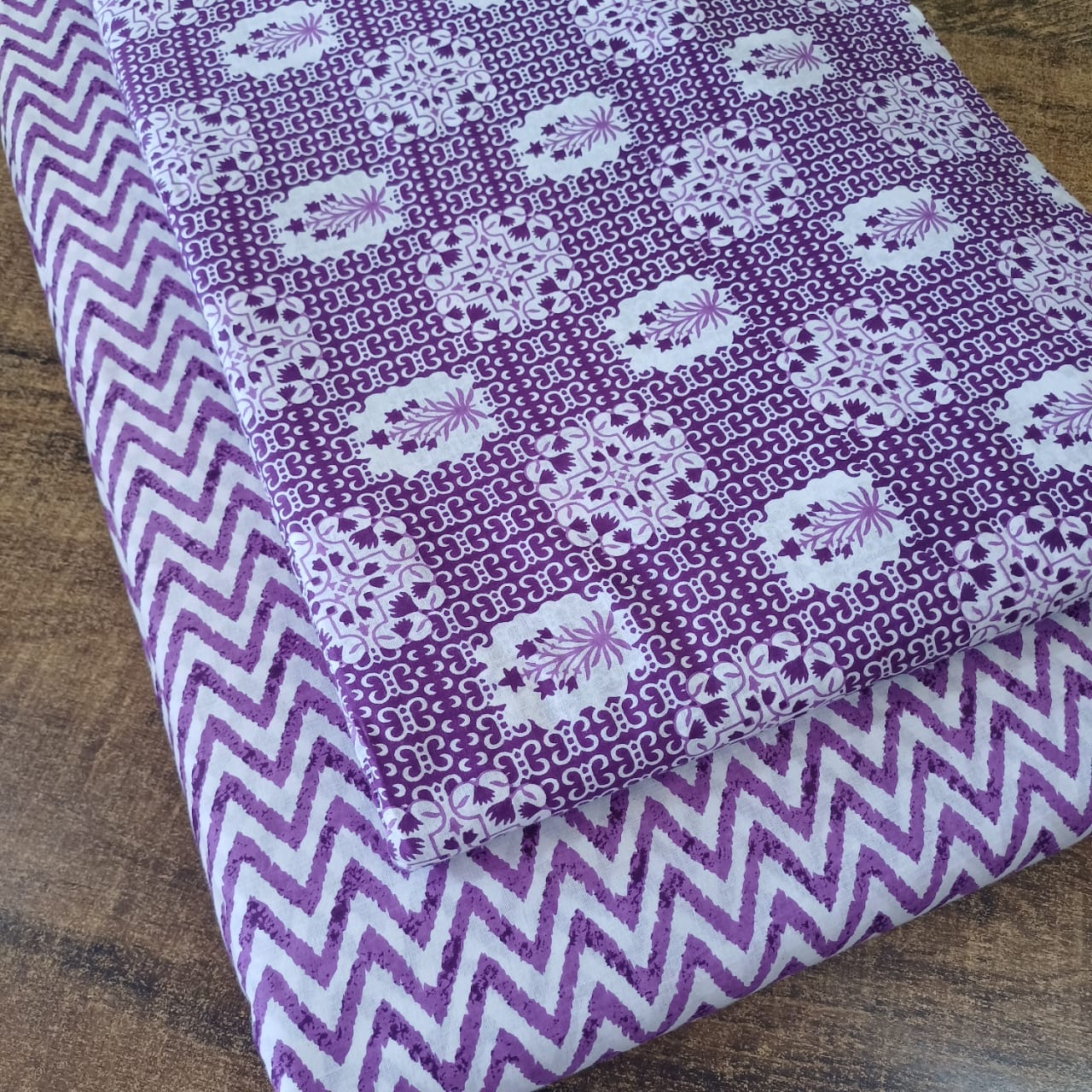 Floral Printed Pure Cotton Unstitched Top Bottom Combo Set 2.5 Mtr Top 2.5 Mtr Bottom