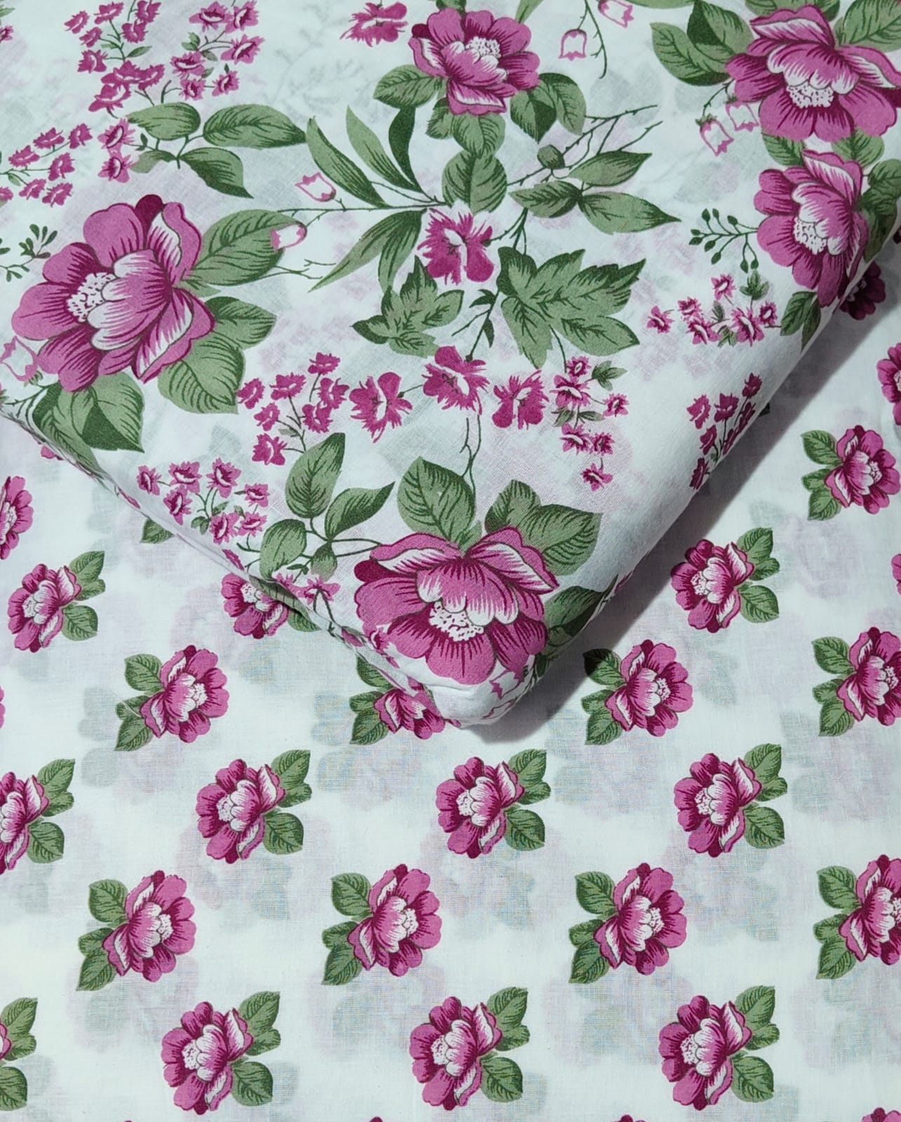 Floral Printed Pure Cotton Unstitched Top Bottom Combo Set 2.5 Mtr Top 2.5 Mtr Bottom