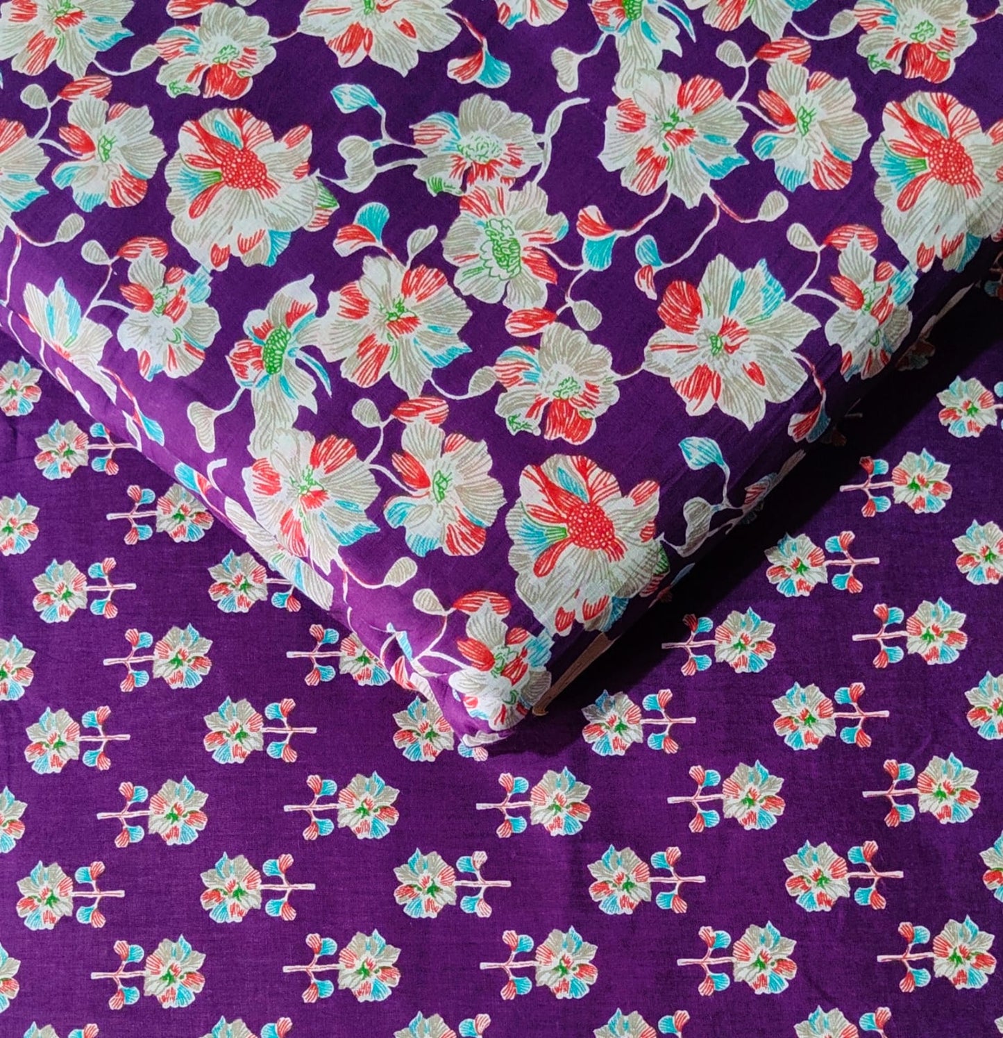 Floral Printed Pure Cotton Unstitched Top Bottom Combo Set 2.5 Mtr Top 2.5 Mtr Bottom