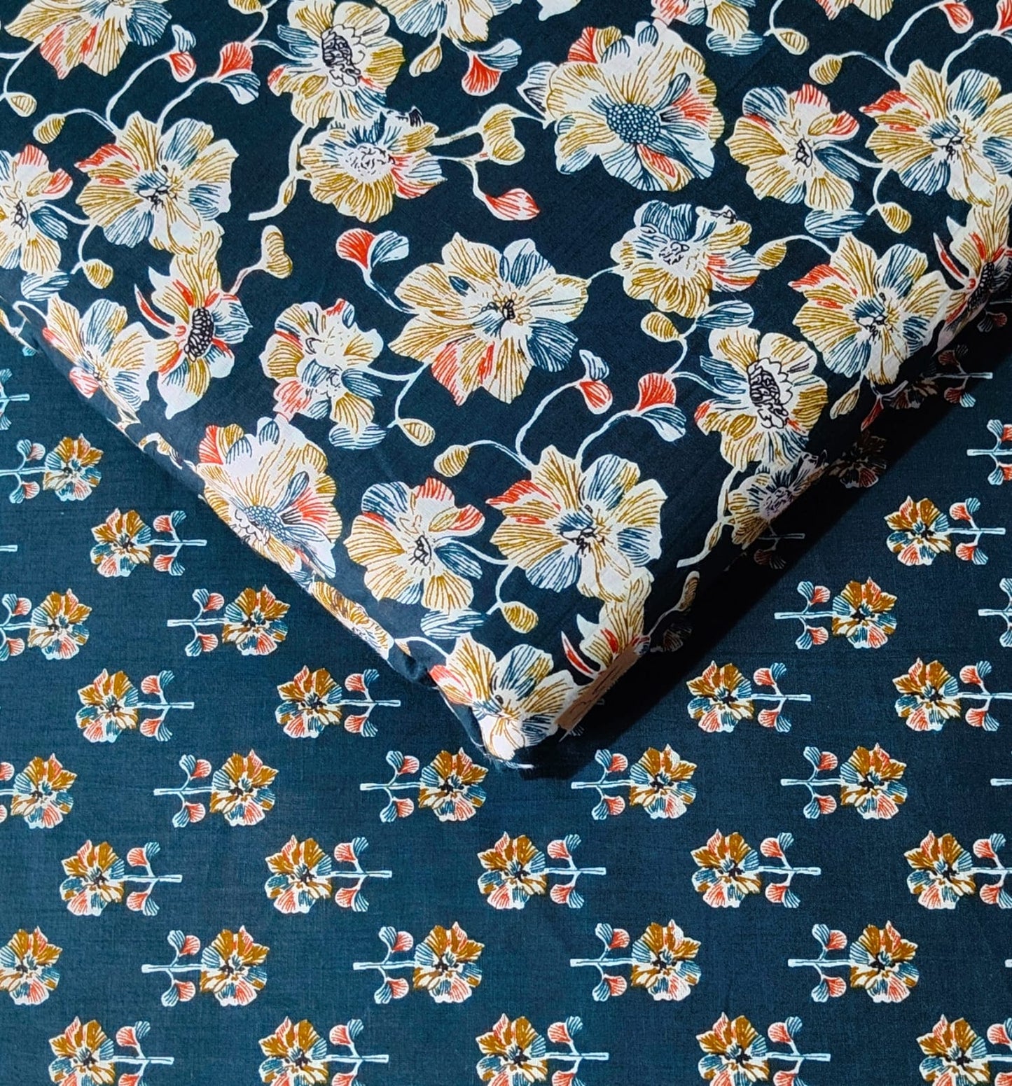 Floral Printed Pure Cotton Unstitched Top Bottom Combo Set 2.5 Mtr Top 2.5 Mtr Bottom