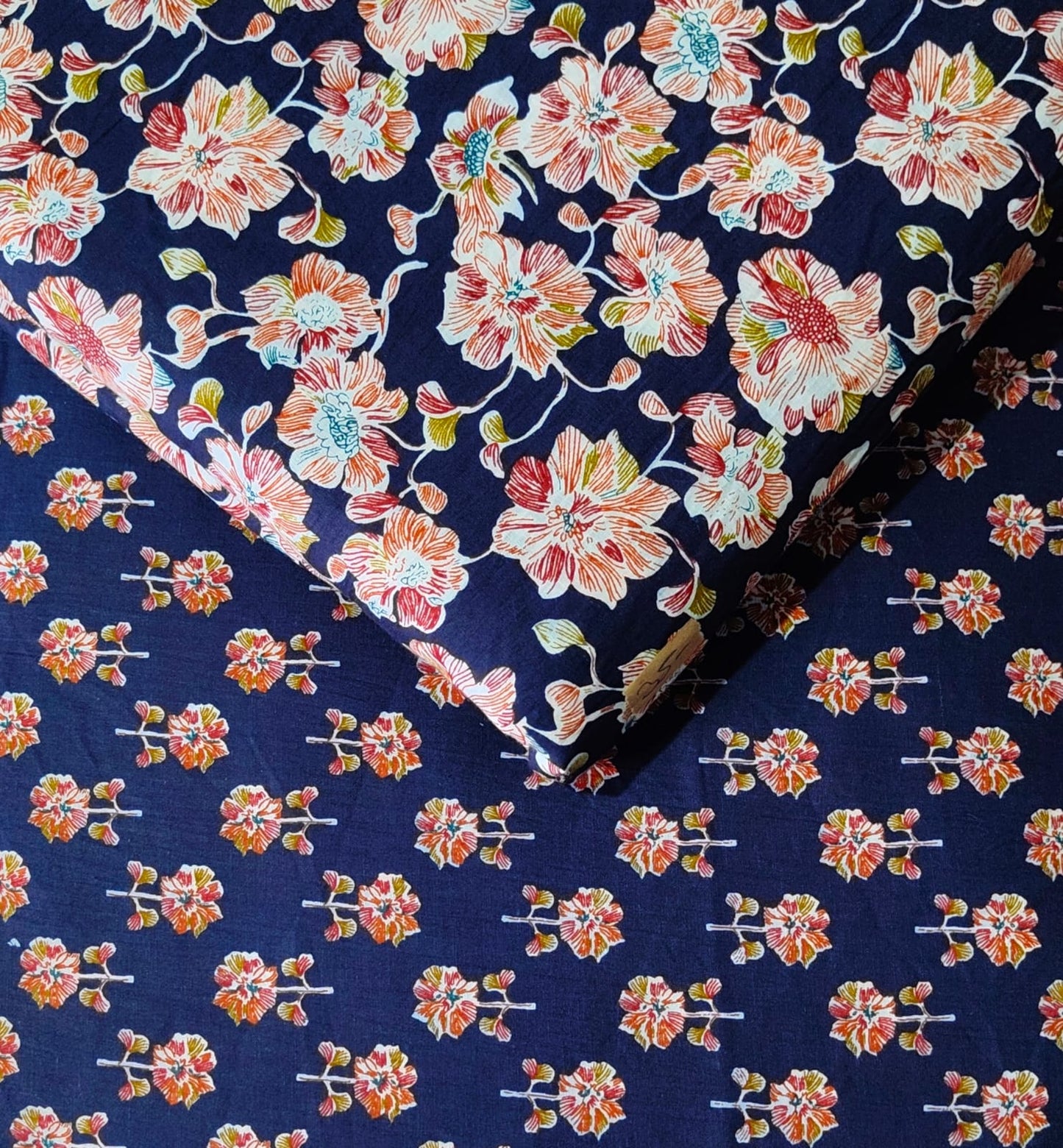 Floral Printed Pure Cotton Unstitched Top Bottom Combo Set 2.5 Mtr Top 2.5 Mtr Bottom