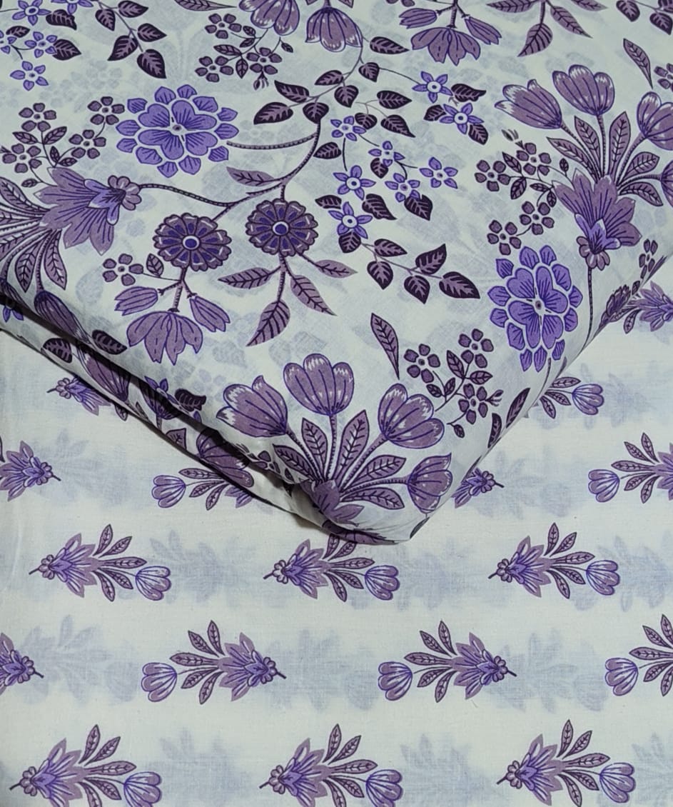 Floral Printed Pure Cotton Unstitched Top Bottom Combo Set 2.5 Mtr Top 2.5 Mtr Bottom