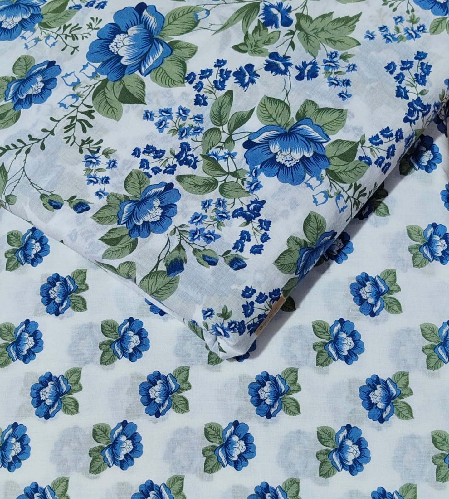 Floral Printed Pure Cotton Unstitched Top Bottom Combo Set 2.5 Mtr Top 2.5 Mtr Bottom