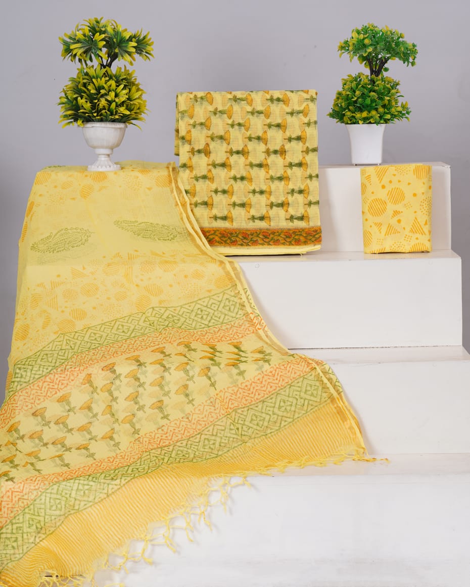 Pure Kota Doria Suit With Kota Doria Dupatta With (Jari Border)