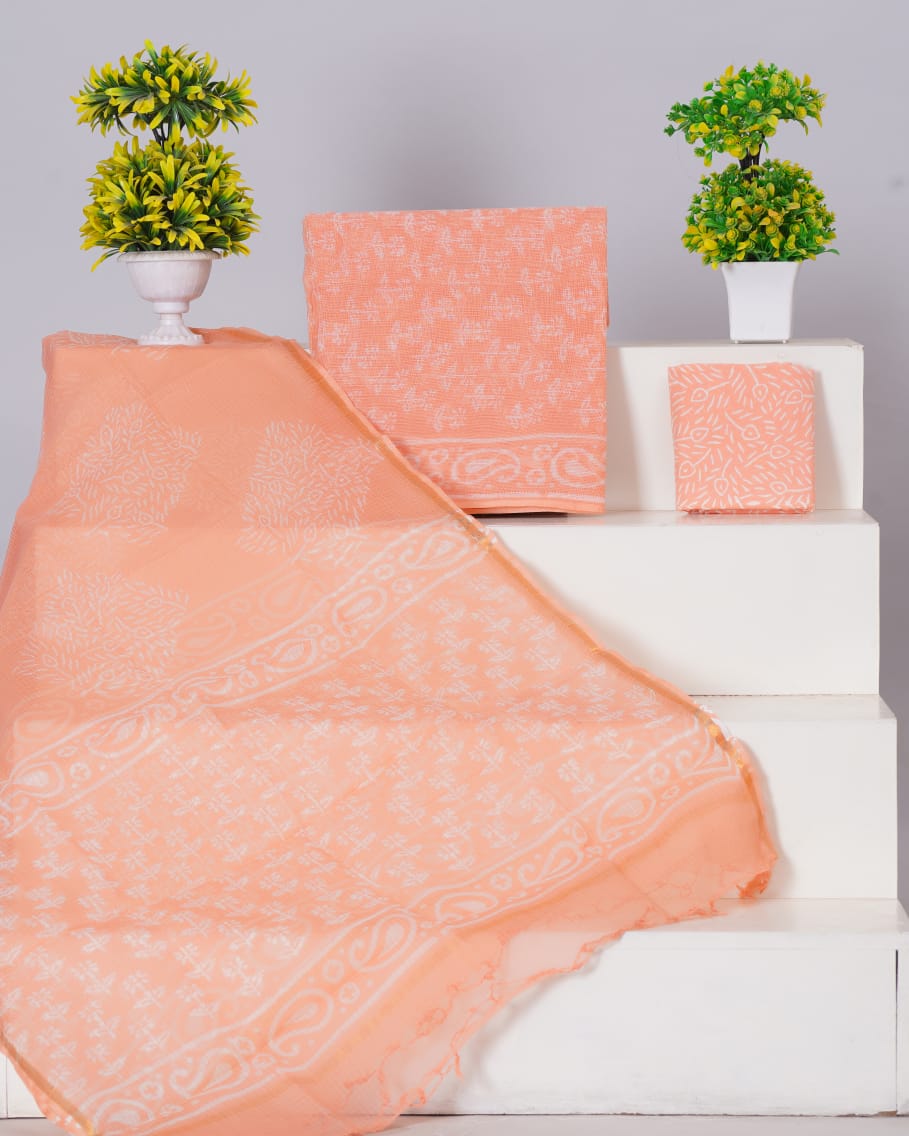 Pure Kota Doria Suit With Kota Doria Dupatta With (Jari Border)