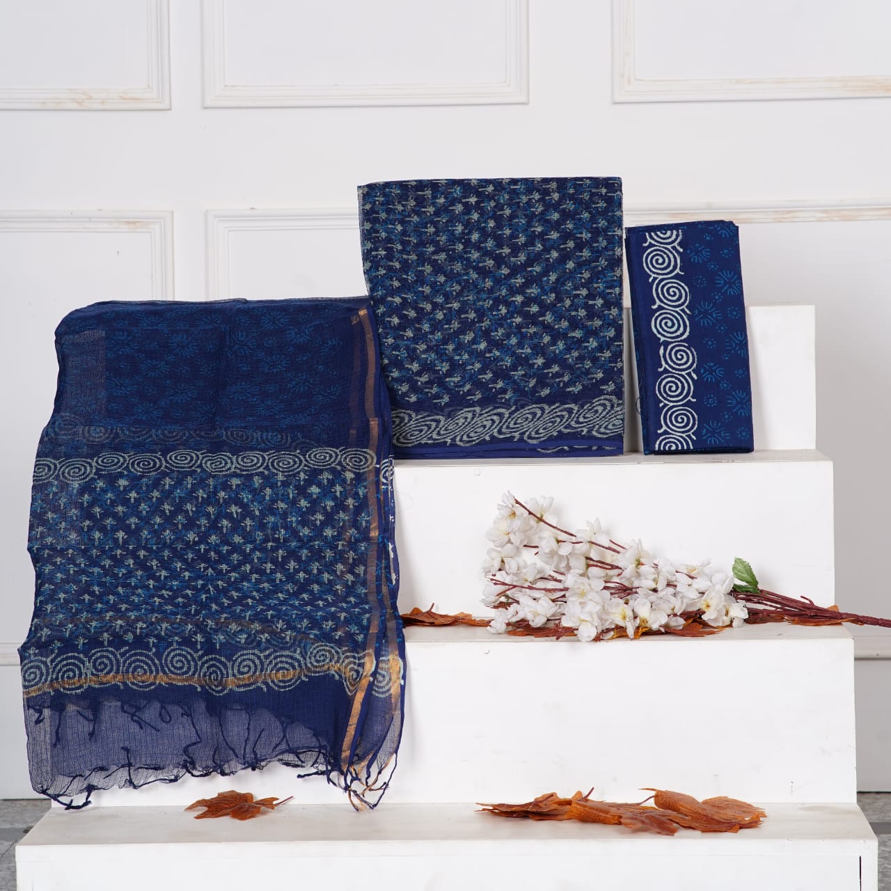 Pure Kota Doria Suit With Kota Doria Dupatta With (Jari Border)