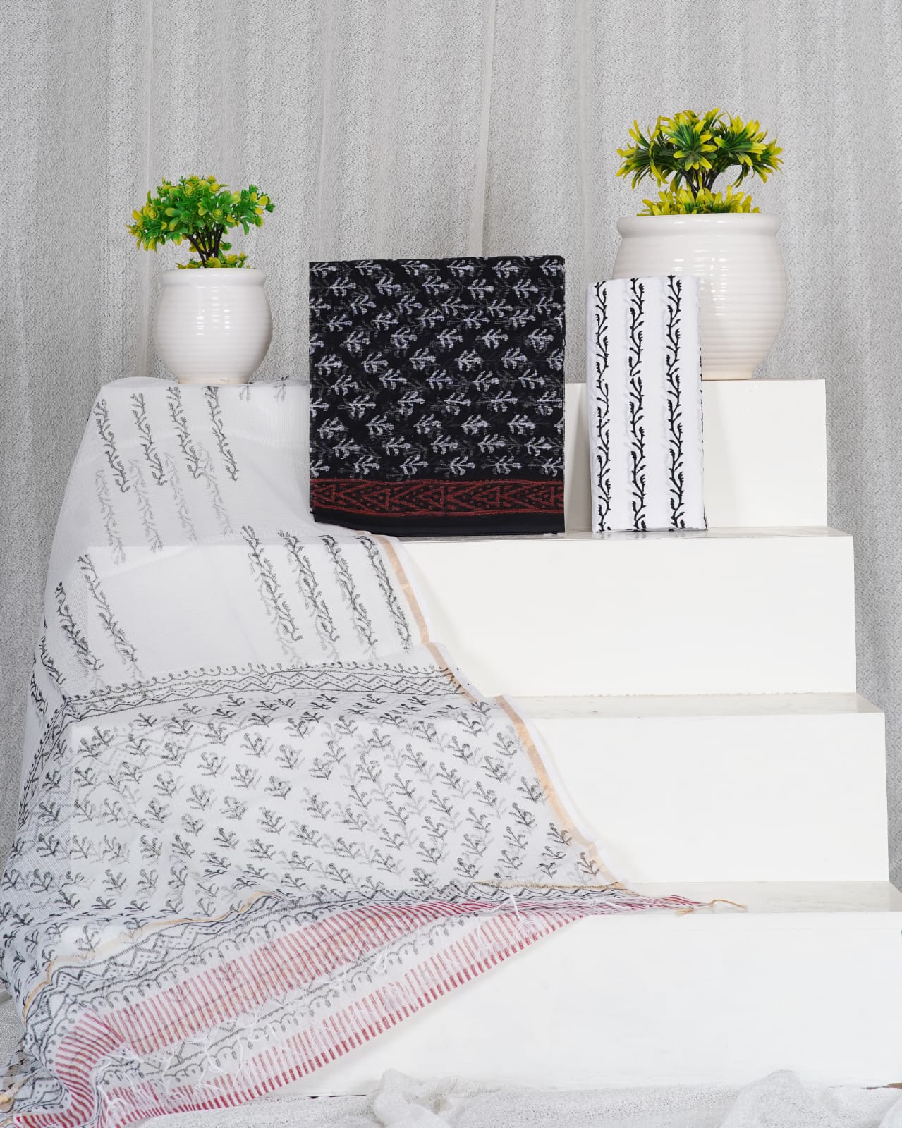 Pure Kota Doria Suit With Kota Doria Dupatta With (Jari Border)