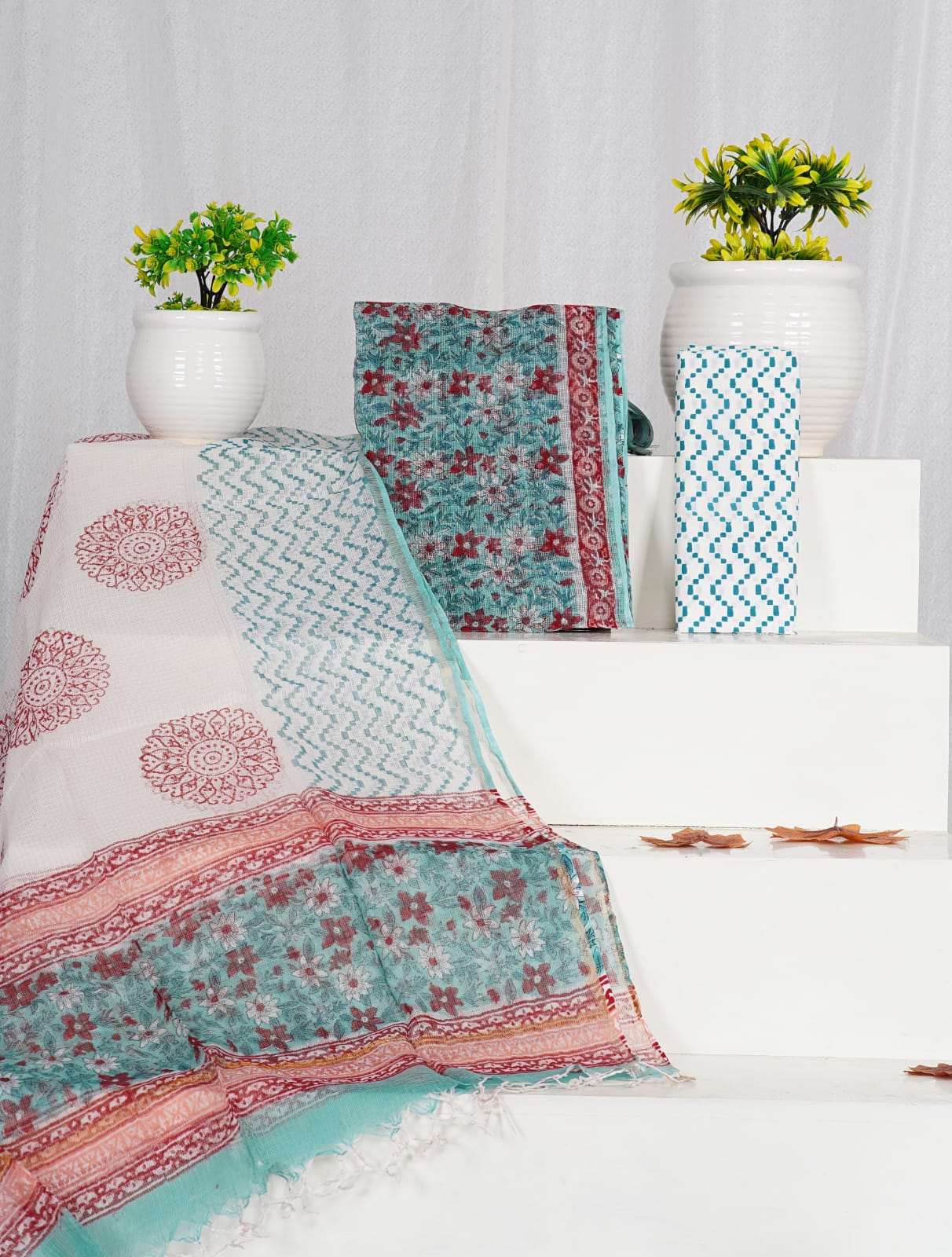 Pure Kota Doria Suit With Kota Doria Dupatta With (Jari Border)