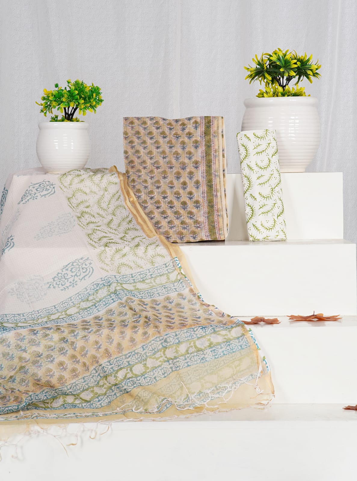 Pure Kota Doria Suit With Kota Doria Dupatta With (Jari Border)