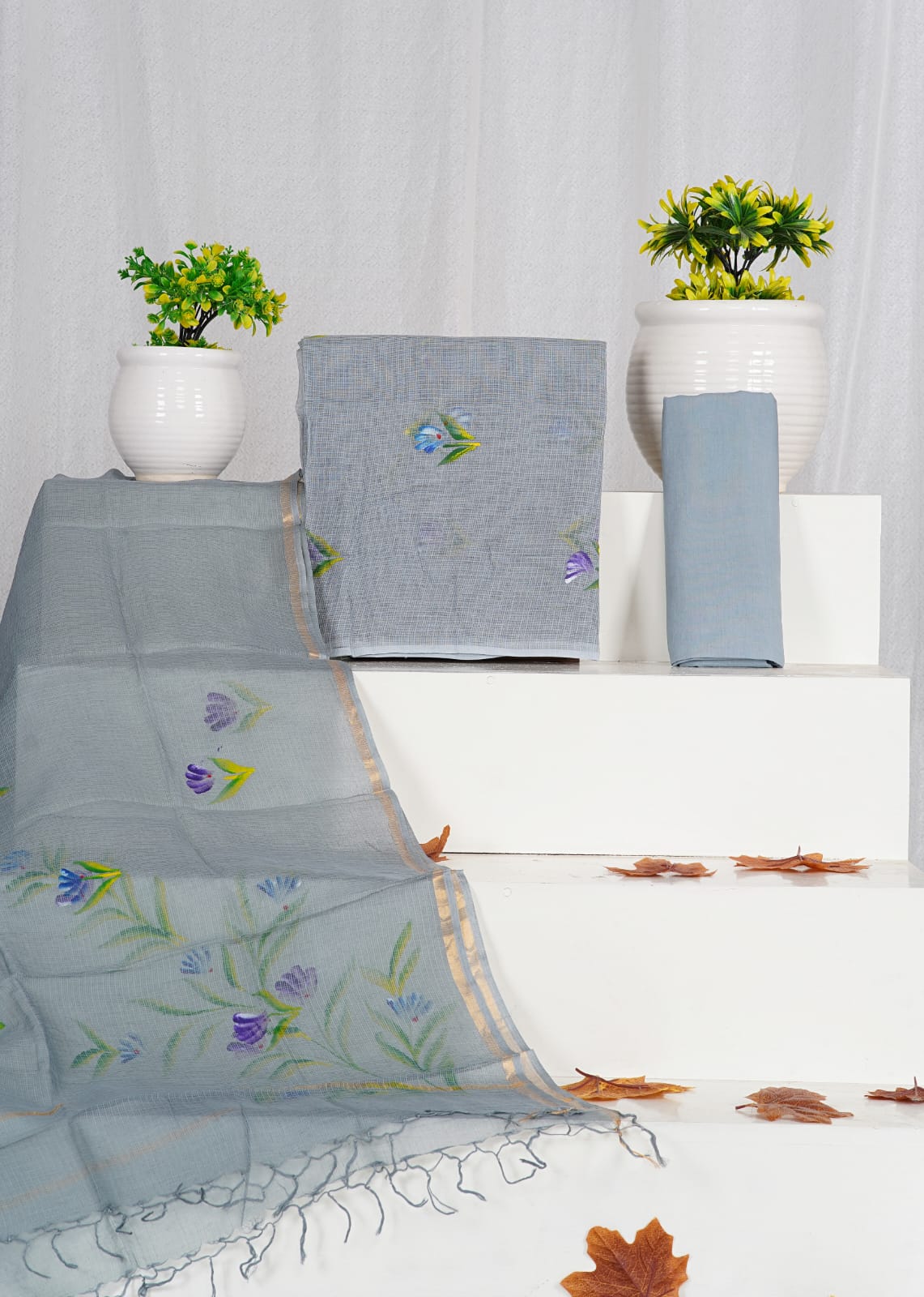 Pure Kota Doria Suit With Kota Doria Dupatta With (Jari Border)