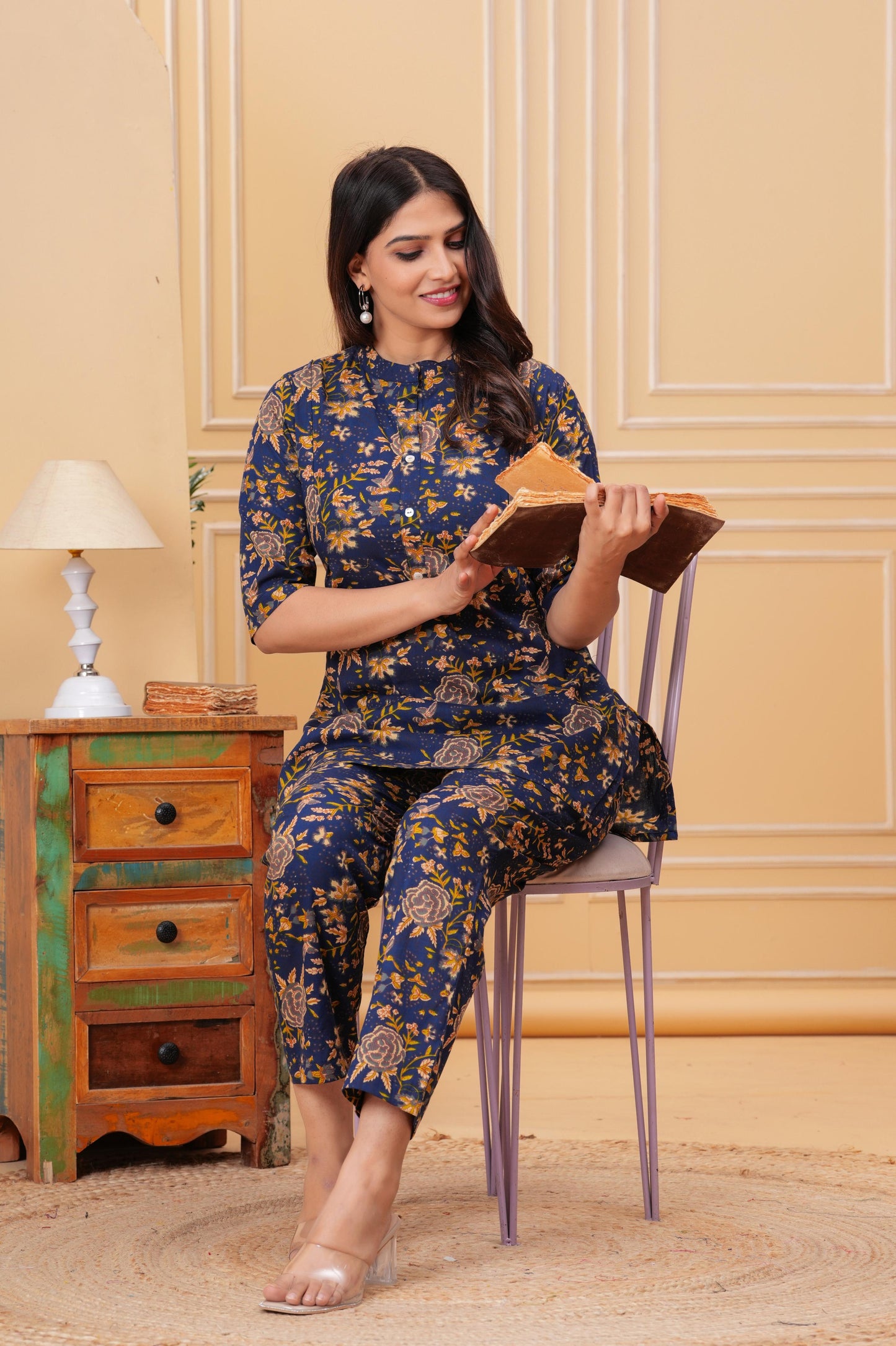 🦋NEW EXCLUSIVE FLORAL PRINTED COTTON CAMBRIC MATERNITY LONG CORD SET