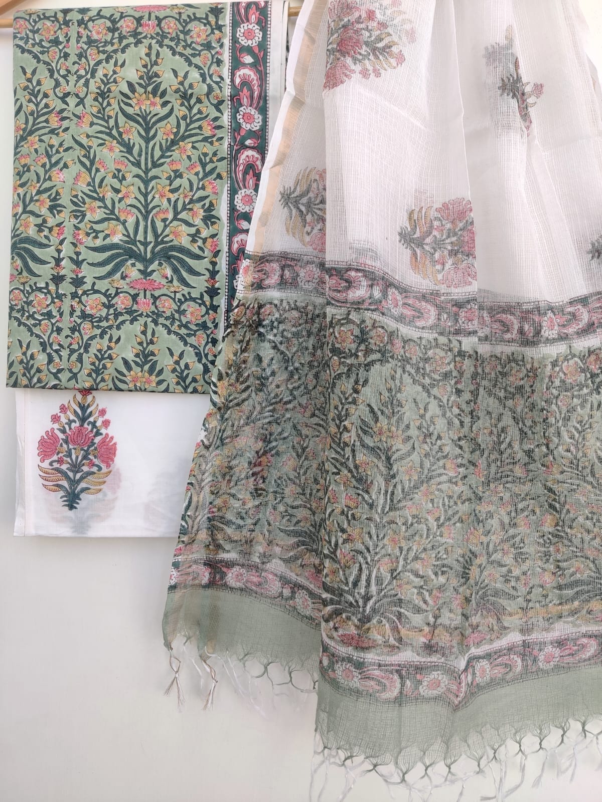 Hand block kota doria suit