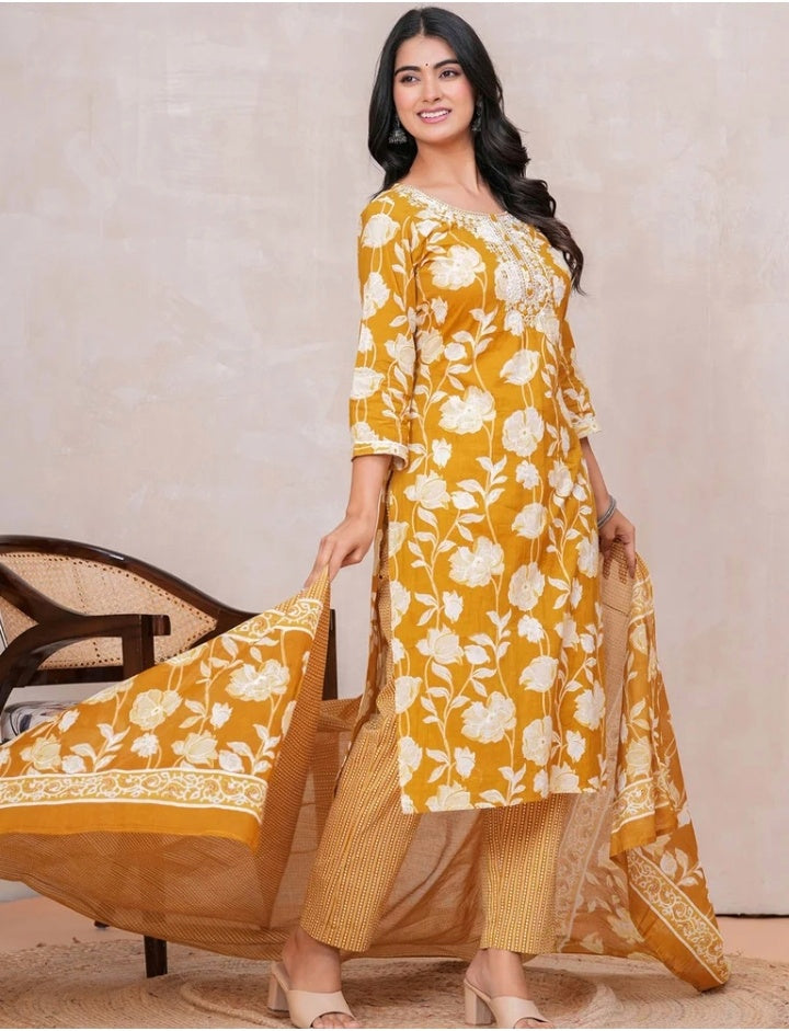 New Exclusive Gota Patti Cotton Suit With Cotton Dupatta