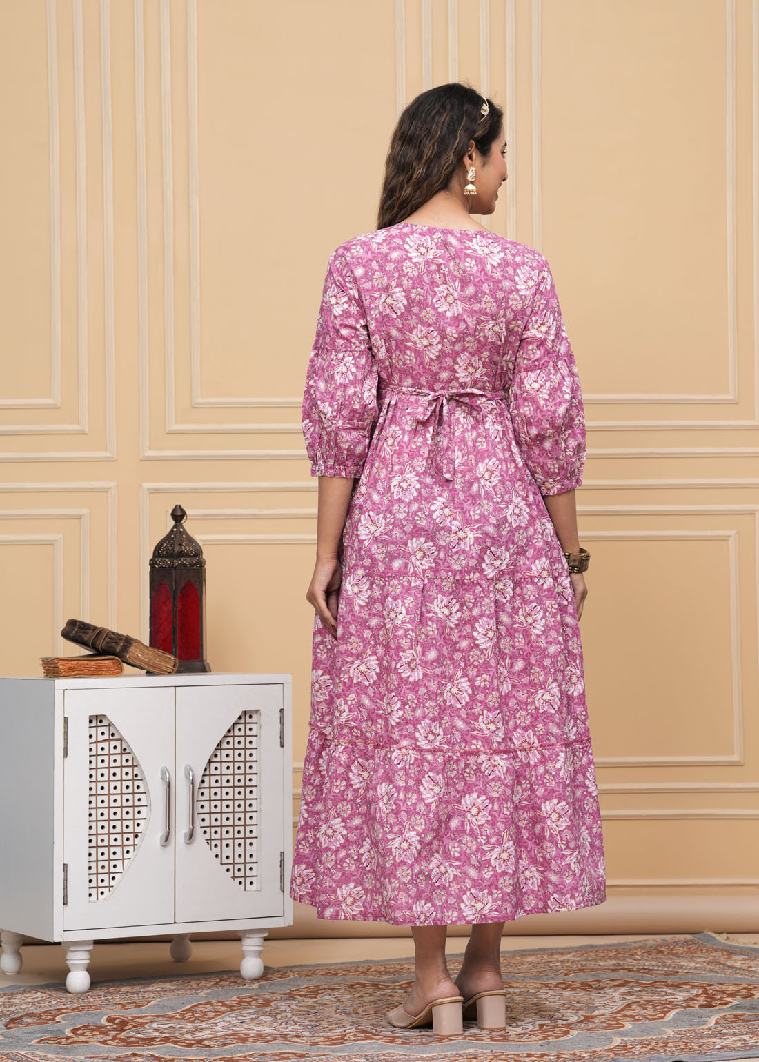 New Exclusive Cotton Cambric Floral Printed With Zip Design Maternity Gawn