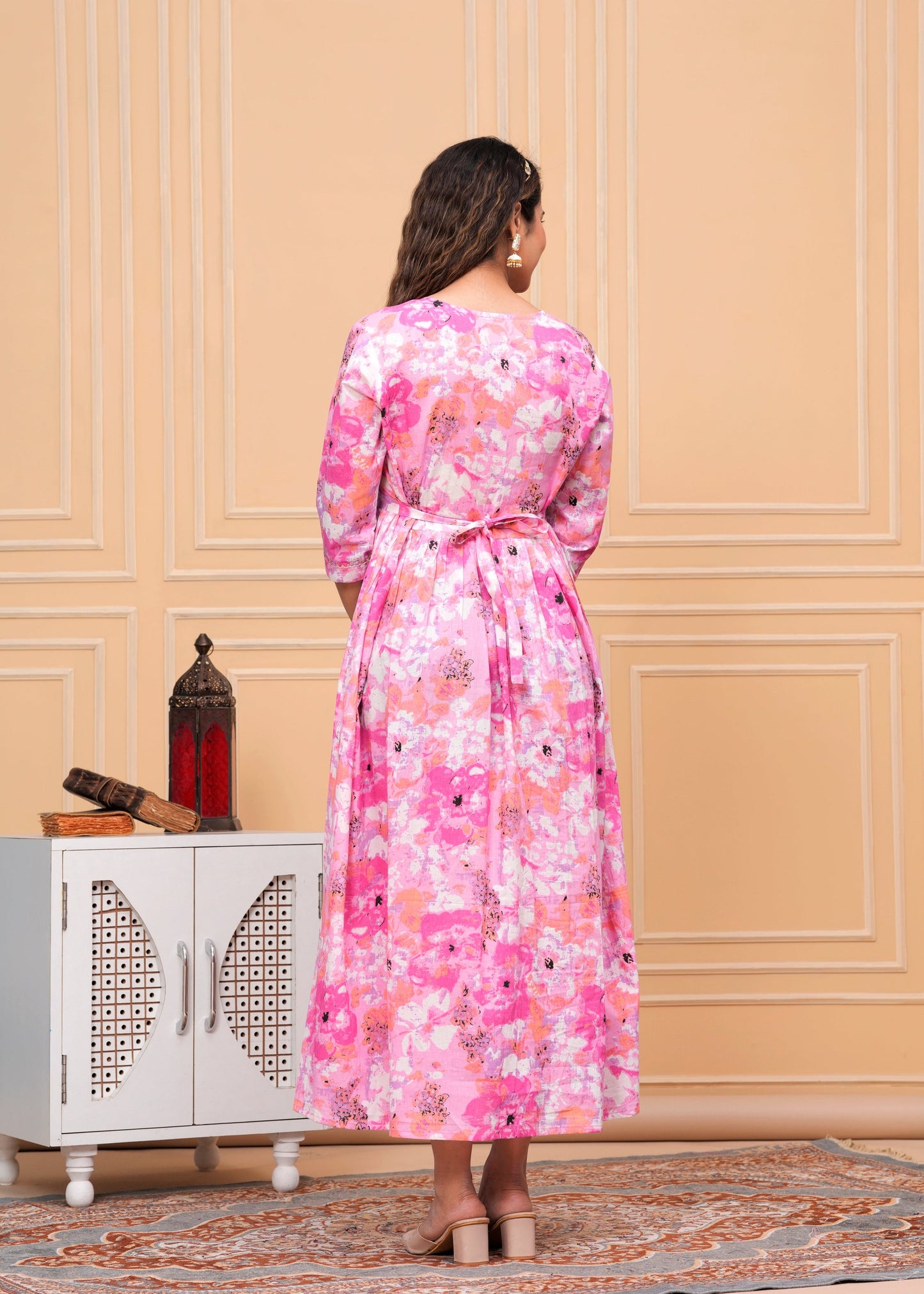 New Exclusive Cotton Cambric Floral Printed With Zip Design Maternity Gawn