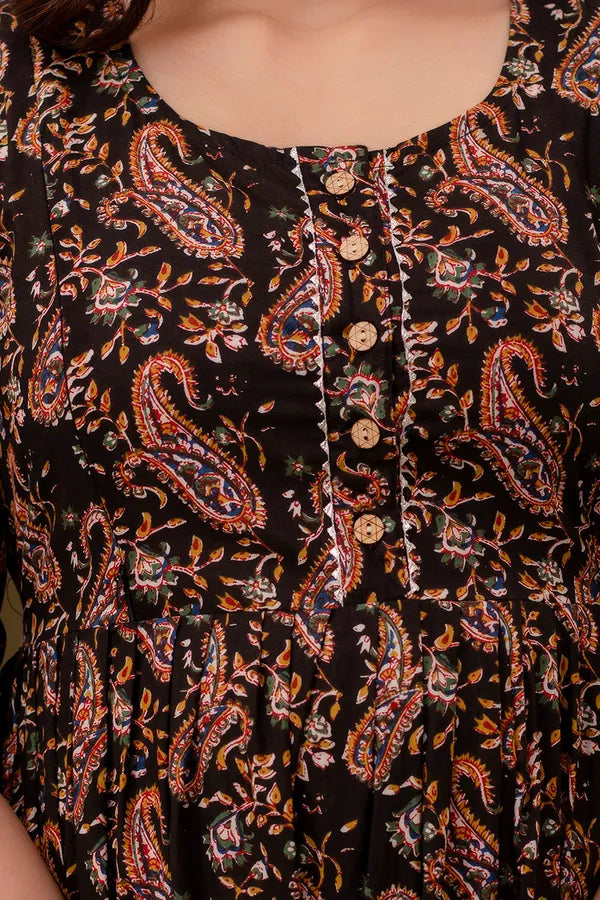 New Exclusive Cotton Cambric Floral Printed With Zip Design Maternity Gawn