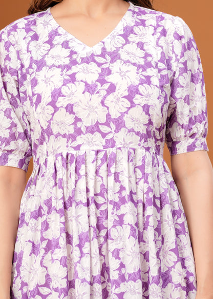 New Exclusive Cotton Cambric Floral Printed With Zip Design Maternity Gawn