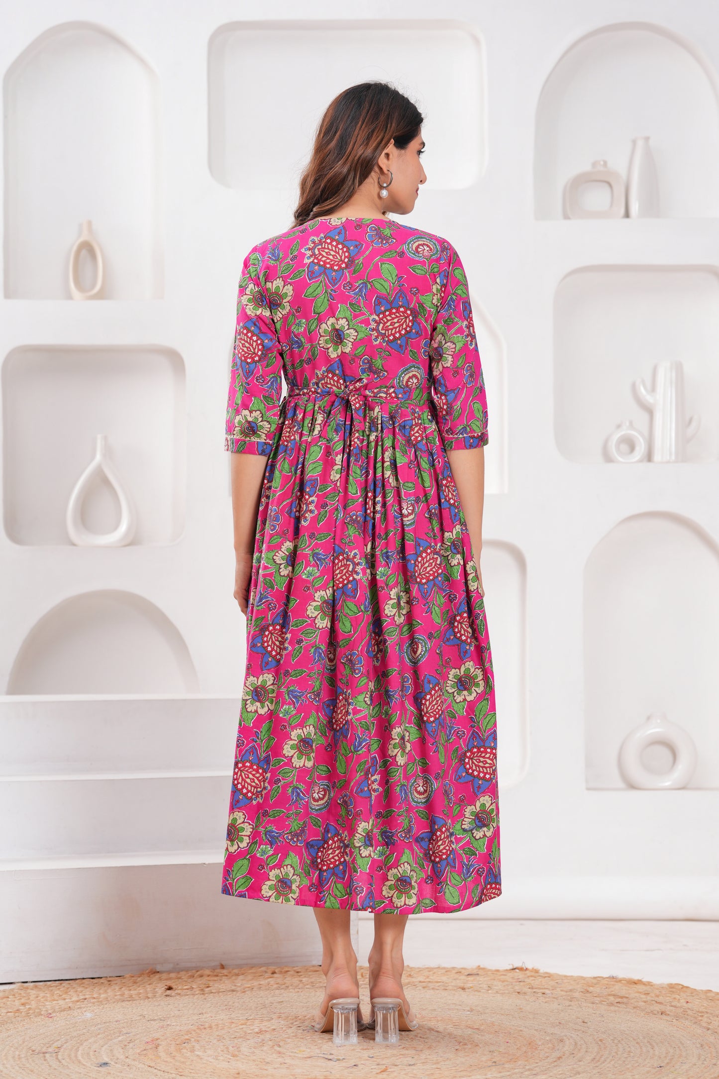 New Exclusive Cotton Cambric Floral Printed With Zip Design Maternity Gawn