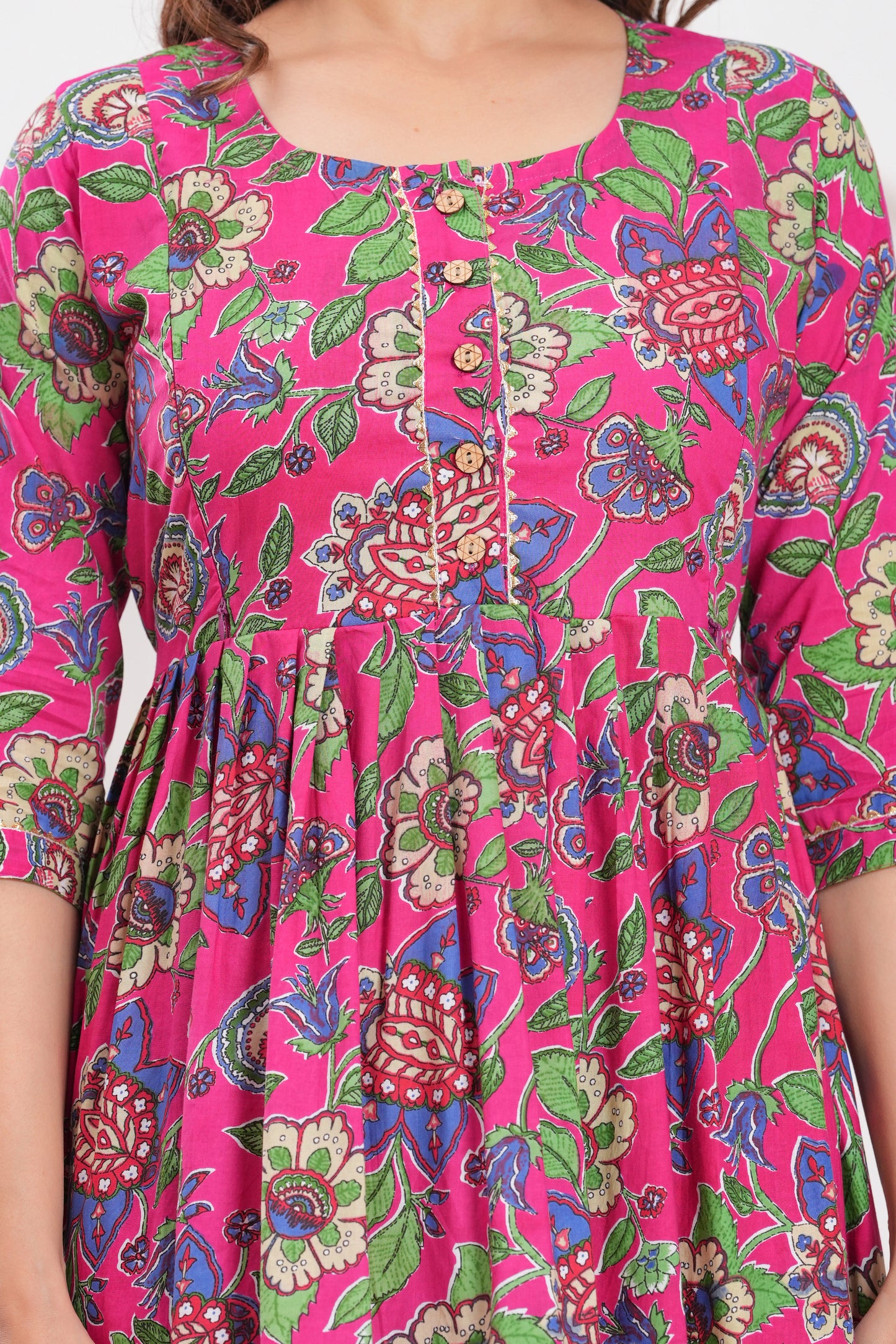 New Exclusive Cotton Cambric Floral Printed With Zip Design Maternity Gawn