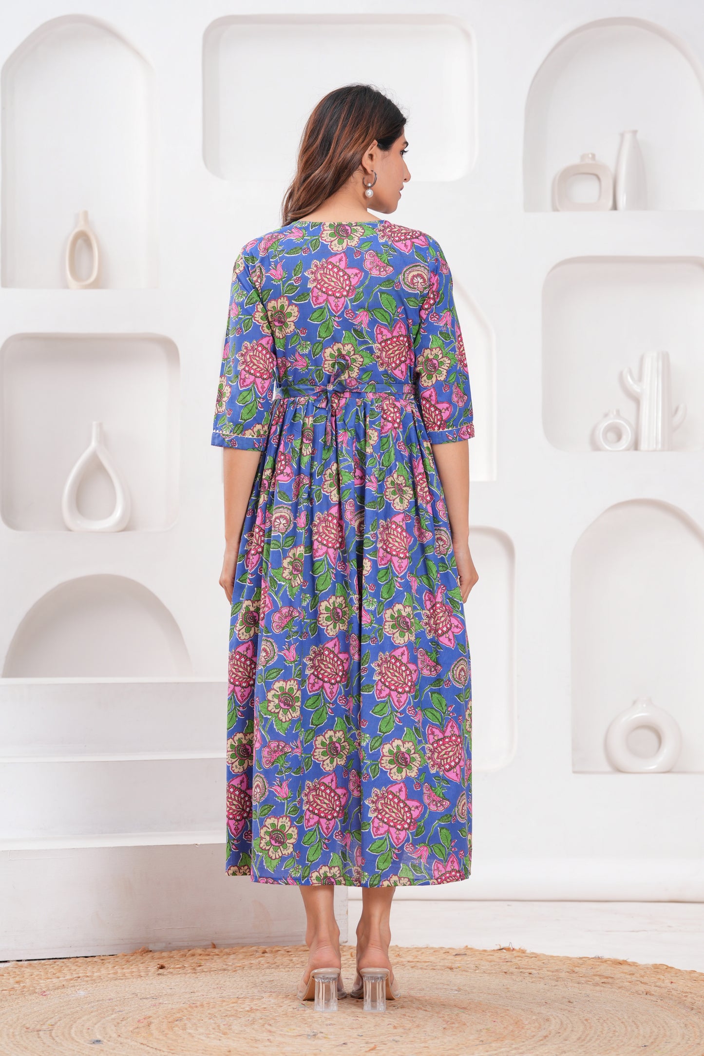 New Exclusive Cotton Cambric Floral Printed With Zip Design Maternity Gawn