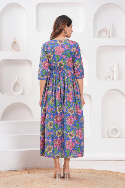 New Exclusive Cotton Cambric Floral Printed With Zip Design Maternity Gawn