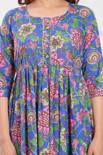 New Exclusive Cotton Cambric Floral Printed With Zip Design Maternity Gawn