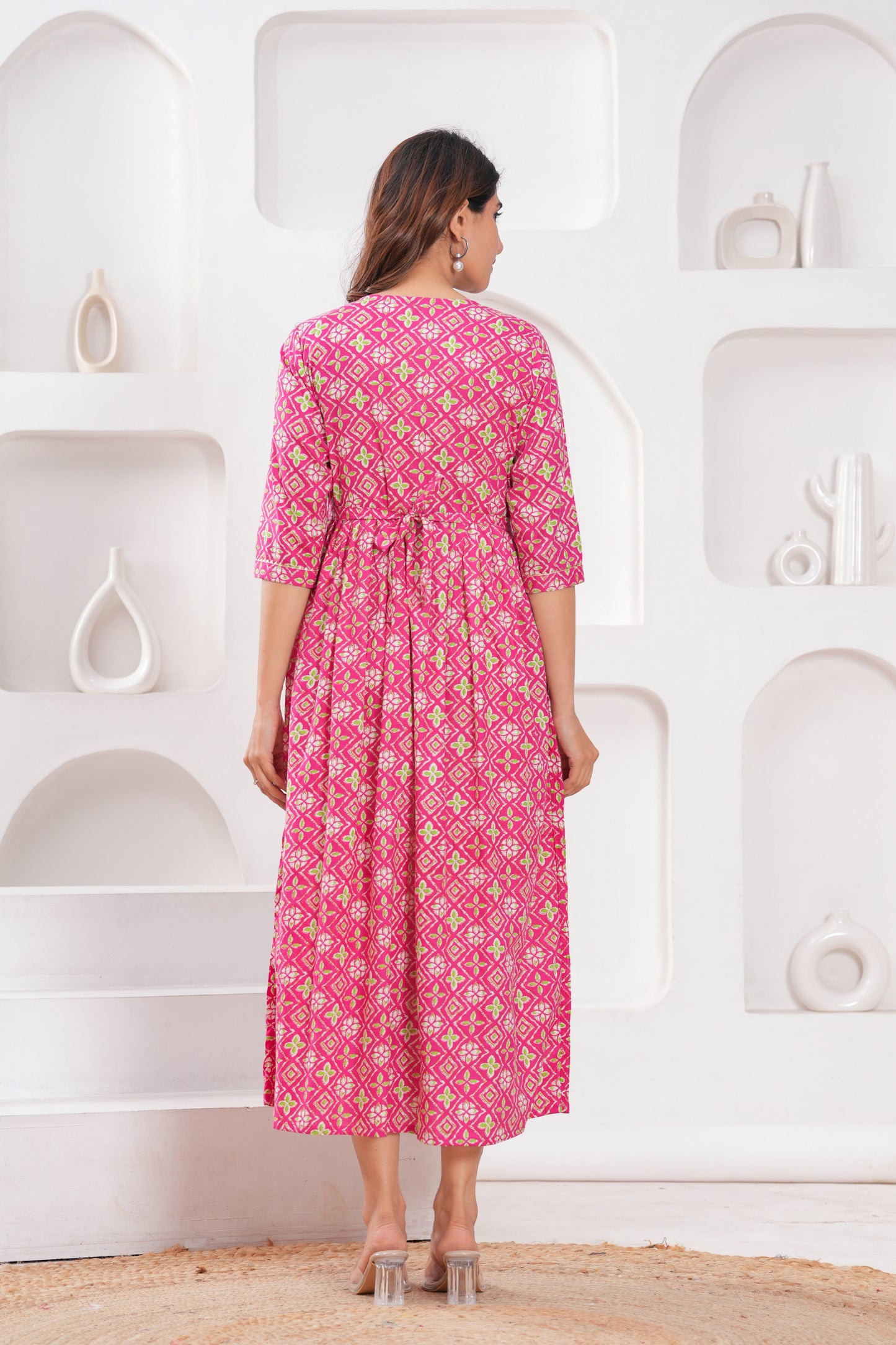 New Exclusive Cotton Cambric Floral Printed With Zip Design Maternity Gawn