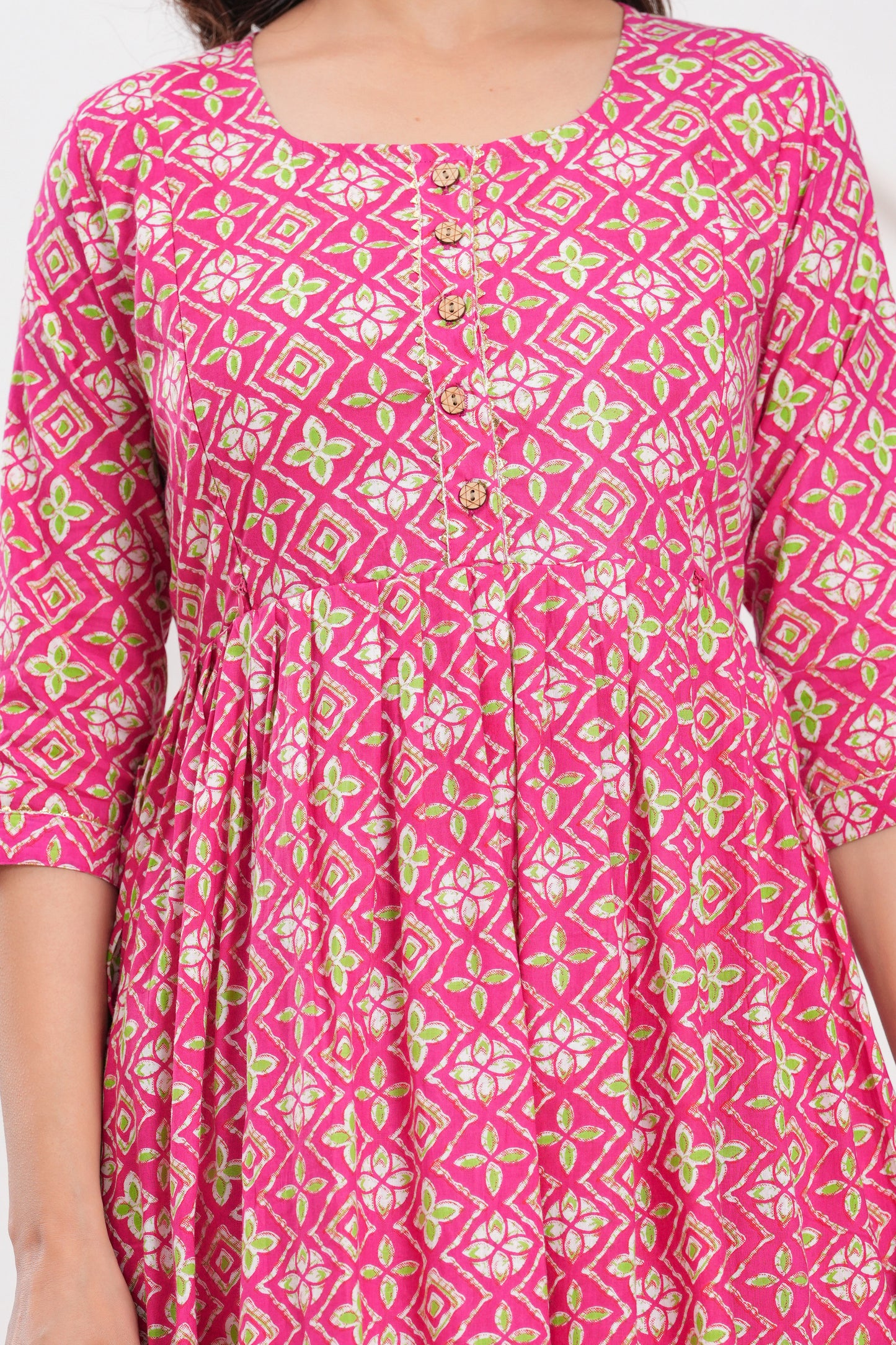 New Exclusive Cotton Cambric Floral Printed With Zip Design Maternity Gawn