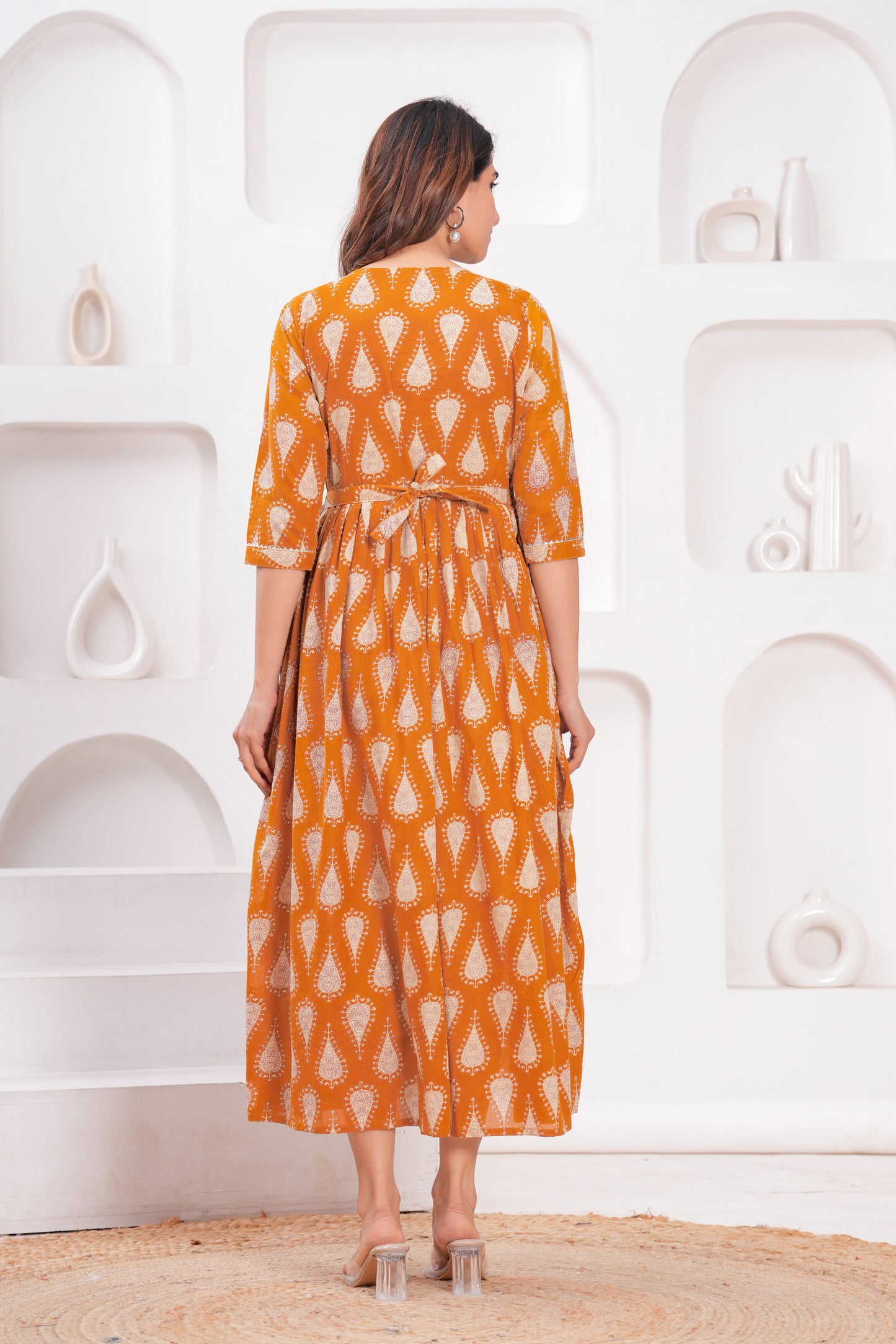 New Exclusive Cotton Cambric Floral Printed With Zip Design Maternity Gawn