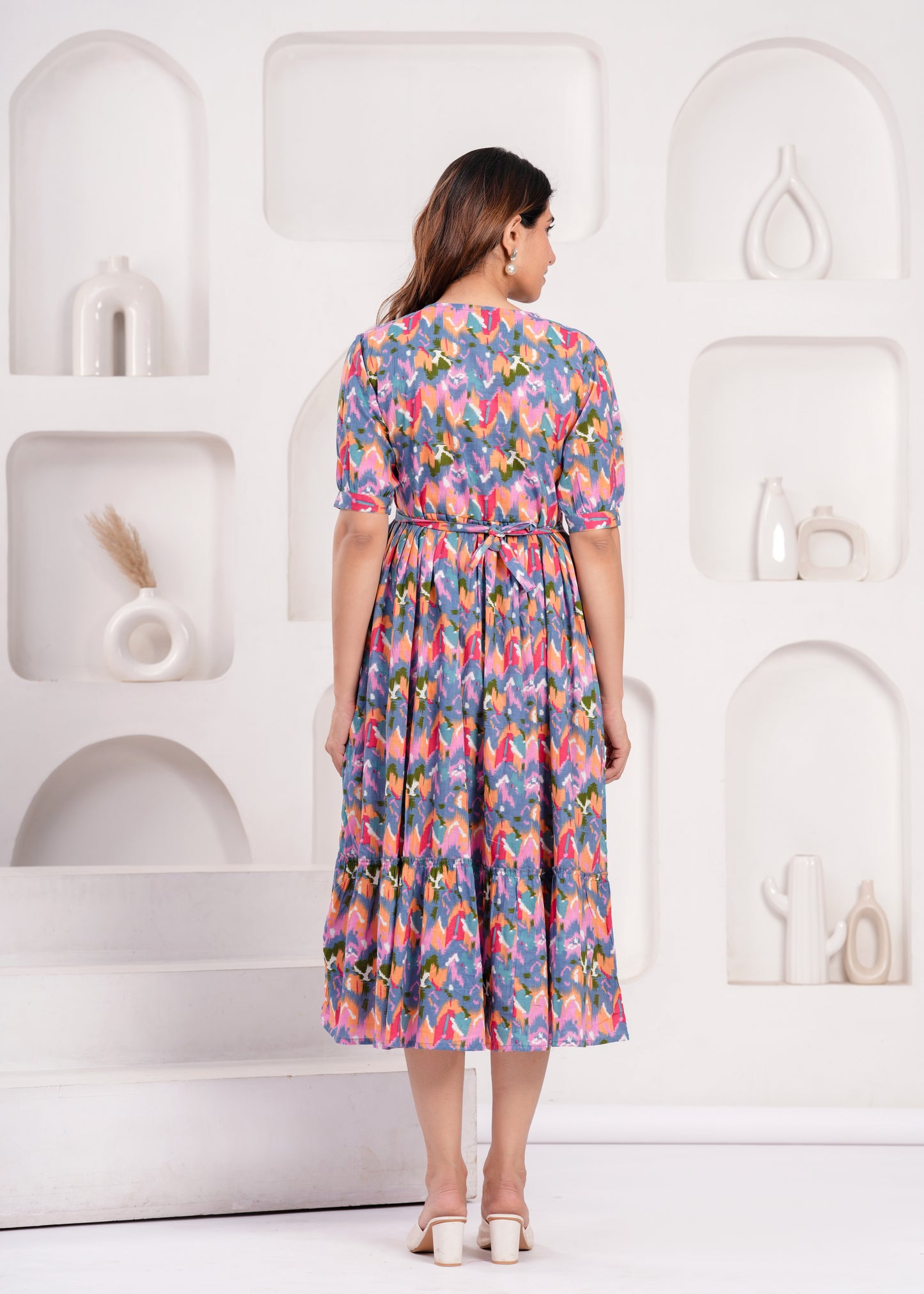 New Exclusive Cotton Cambric Floral Printed With Zip Design Maternity Gawn