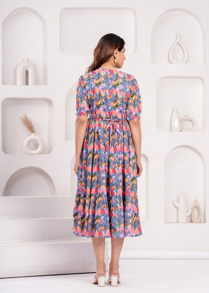 New Exclusive Cotton Cambric Floral Printed With Zip Design Maternity Gawn