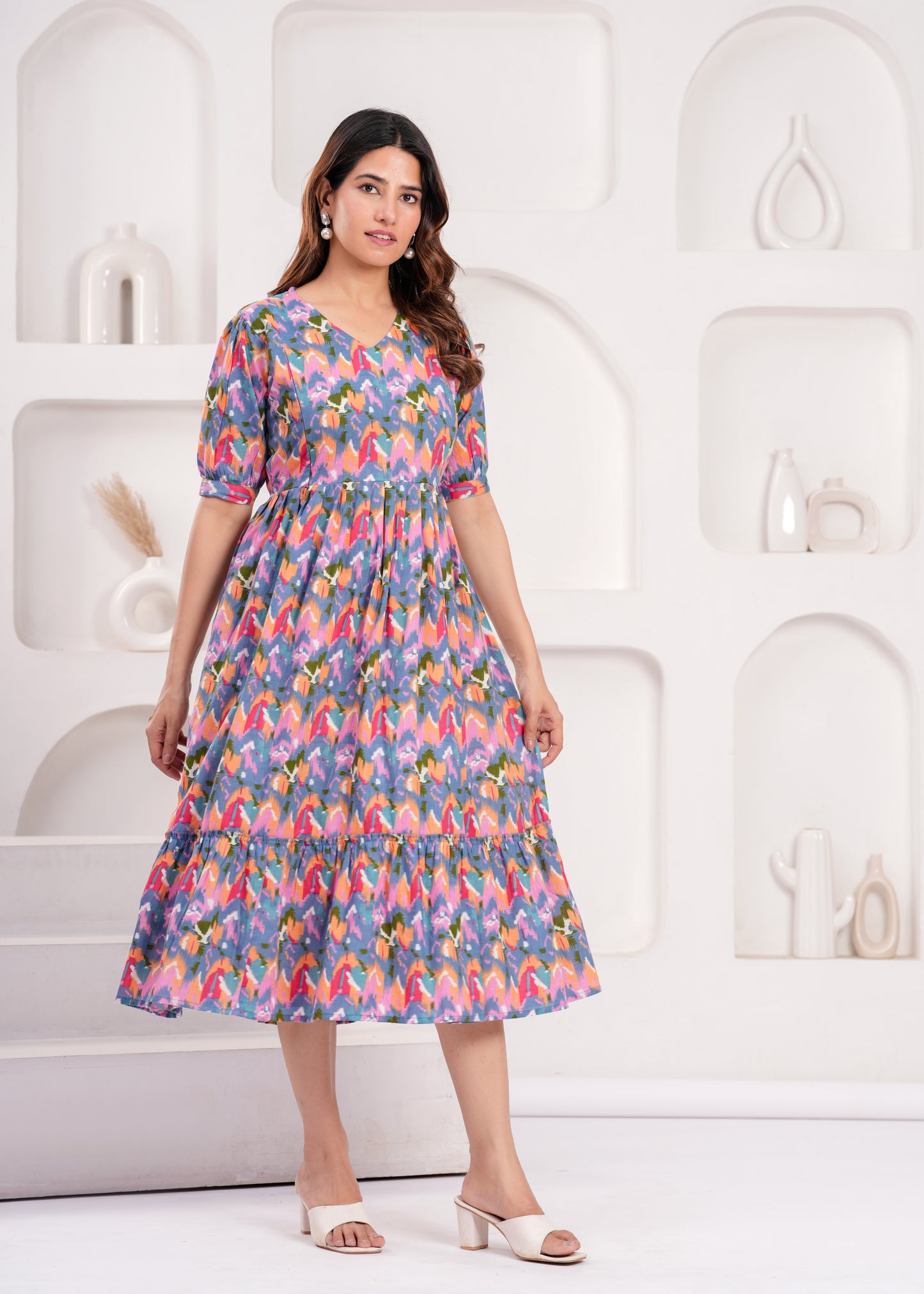 New Exclusive Cotton Cambric Floral Printed With Zip Design Maternity Gawn