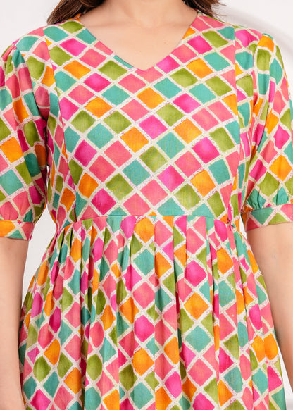 New Exclusive Cotton Cambric Floral Printed With Zip Design Maternity Gawn