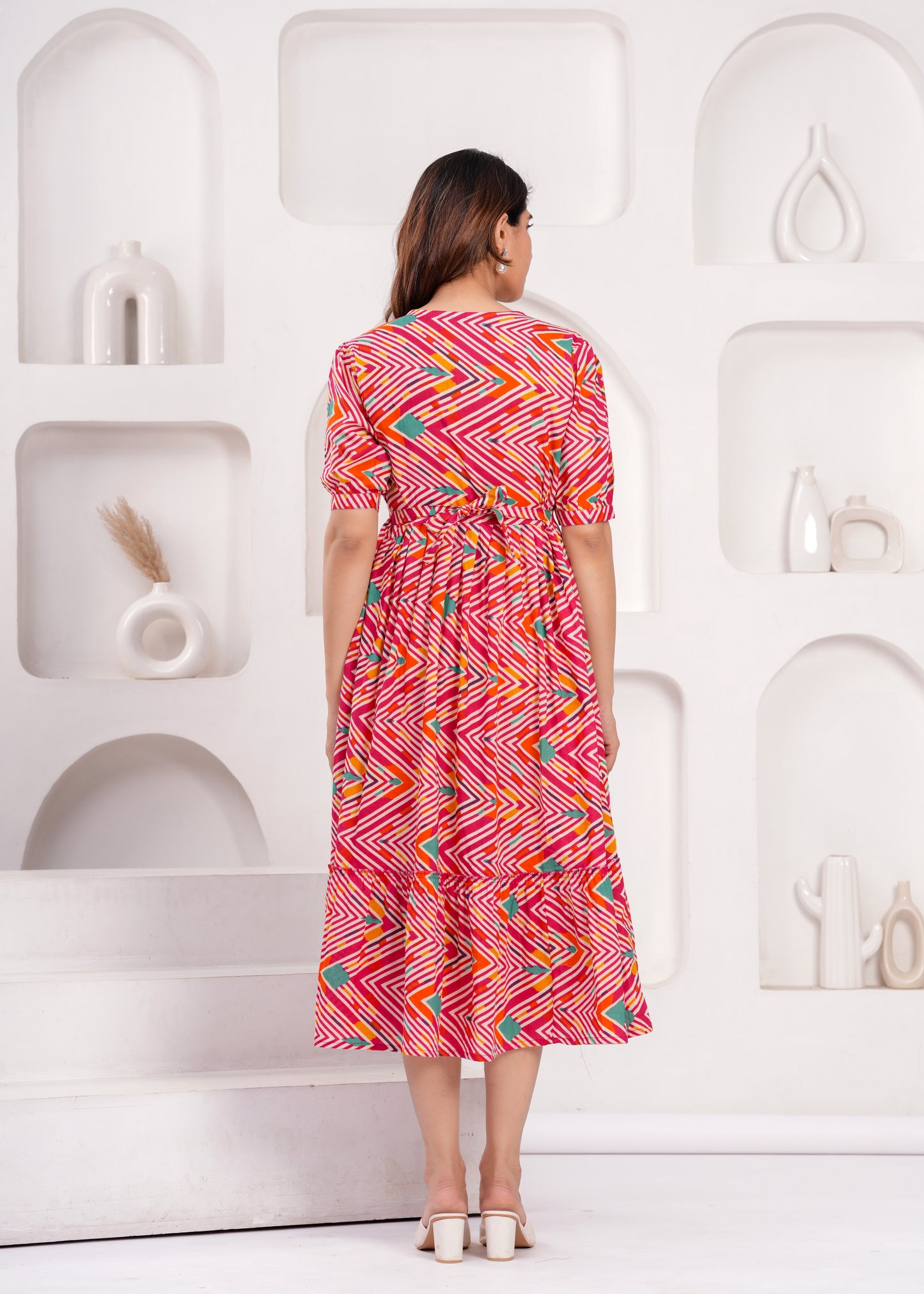 New Exclusive Cotton Cambric Floral Printed With Zip Design Maternity Gawn