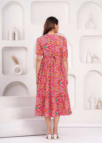 New Exclusive Cotton Cambric Floral Printed With Zip Design Maternity Gawn