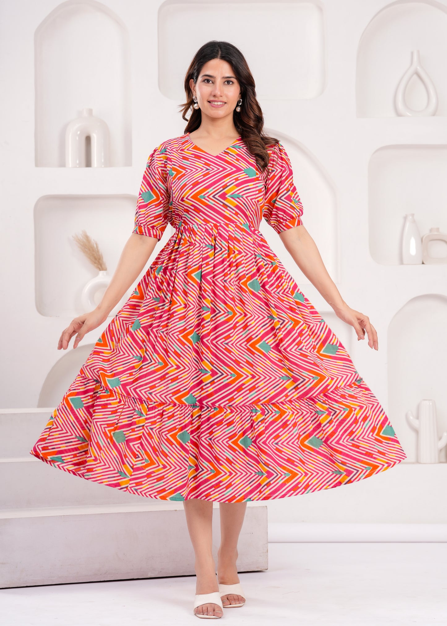 New Exclusive Cotton Cambric Floral Printed With Zip Design Maternity Gawn